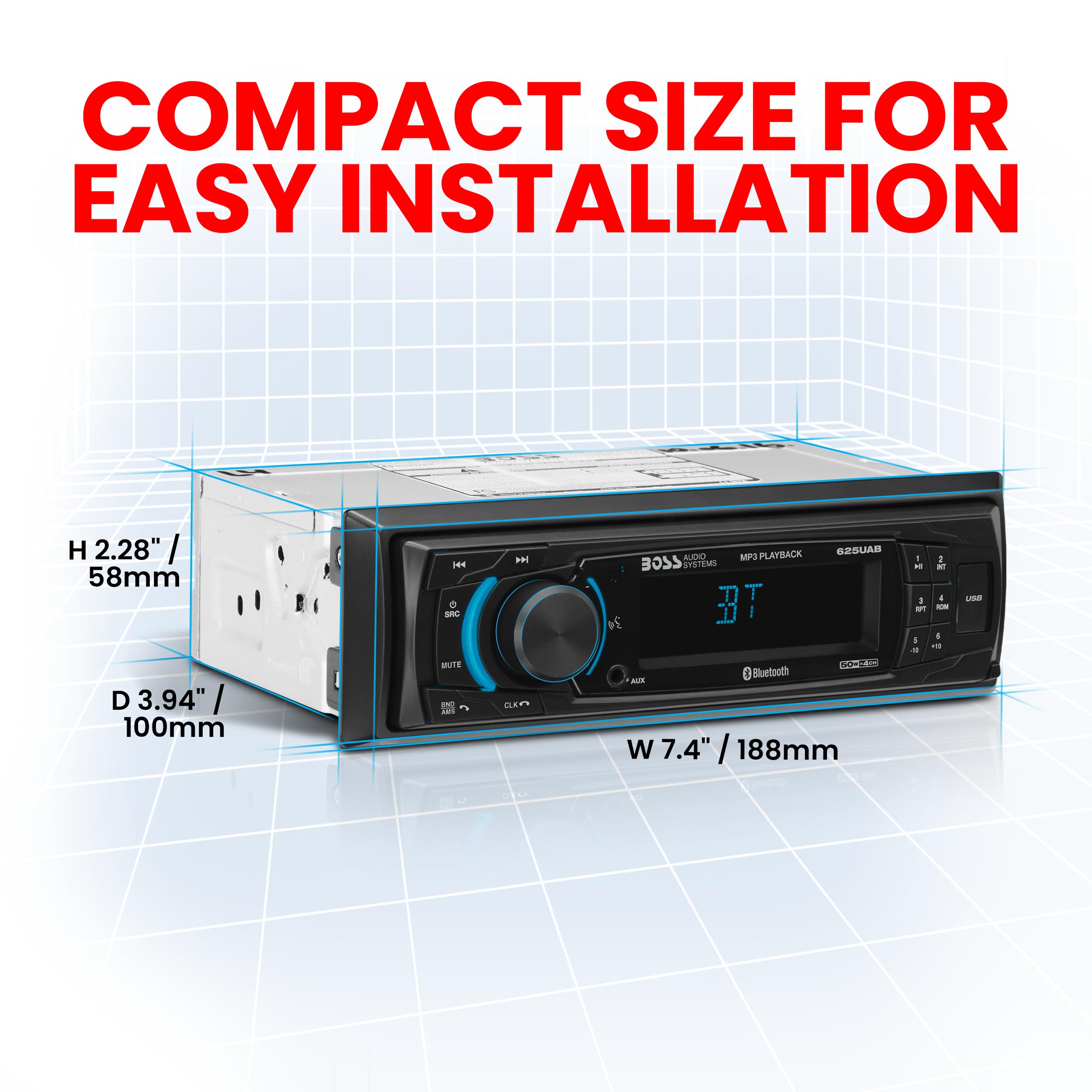 Boss Audio Systems 625Uab Car Stereo   Single Din, Bluetooth, No Cd Dvd Player, Am/Fm Radio Receiver, Wireless Remote Control, A