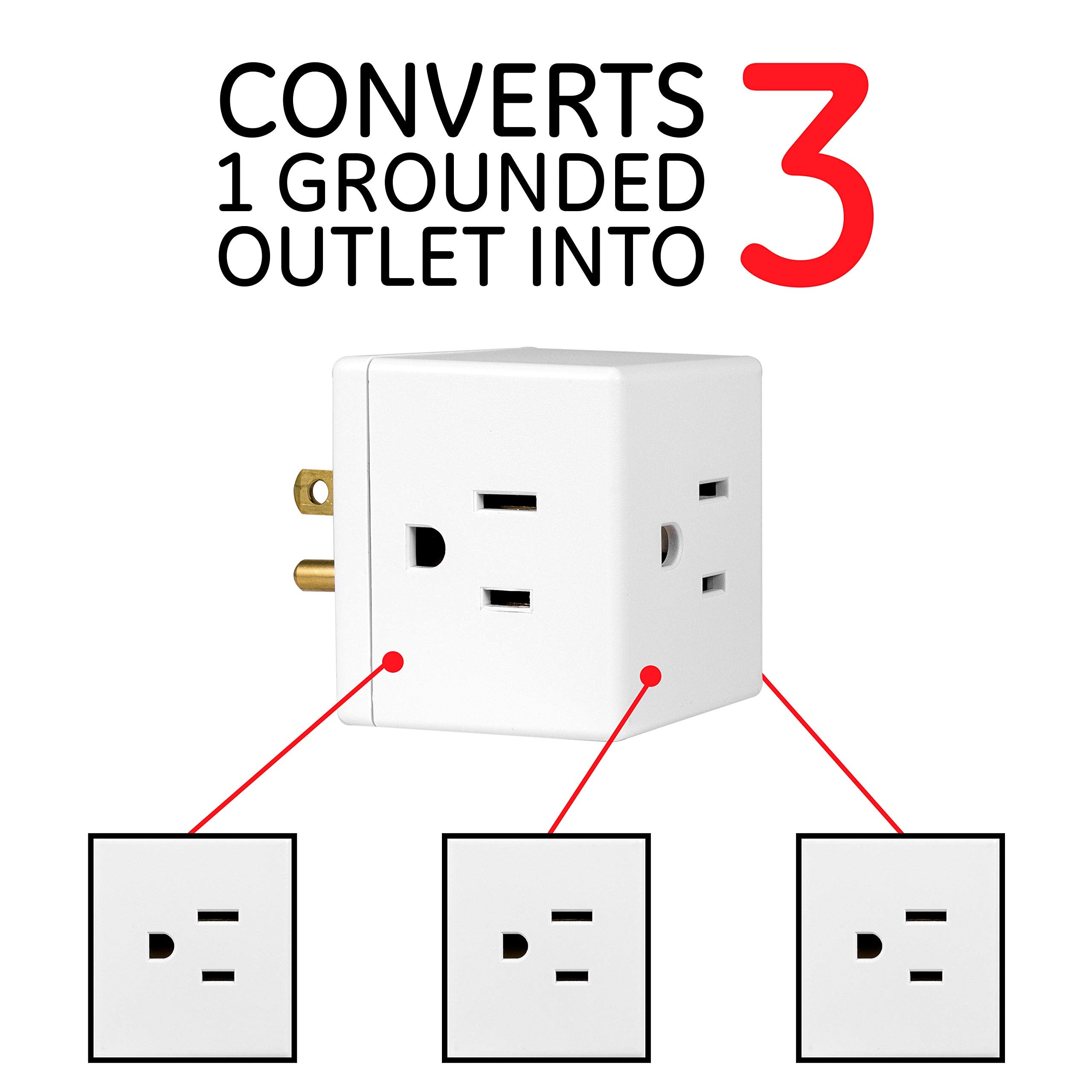 Ge 3 Outlet Extender, Grounded Wall Tap, Adapter Spaced, 3 Prong, Multiple Plug, Power Splitter, Cruise Essentials, Use For Home