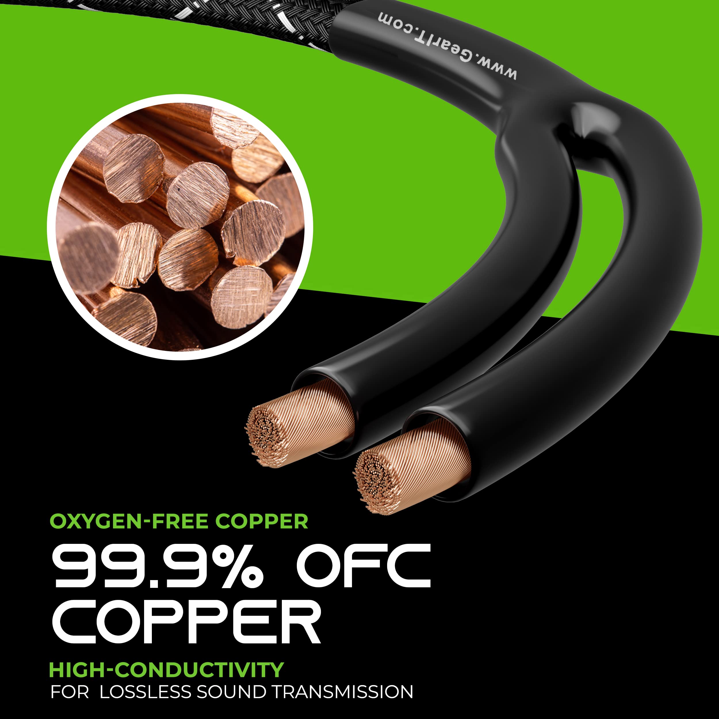 Gearit 10Awg Speaker Cable Wire With Gold Plated Banana Tip Plugs (25 Feet) In Wall Cl2 Rated, Heavy Duty Braided, 99.9% Oxygen