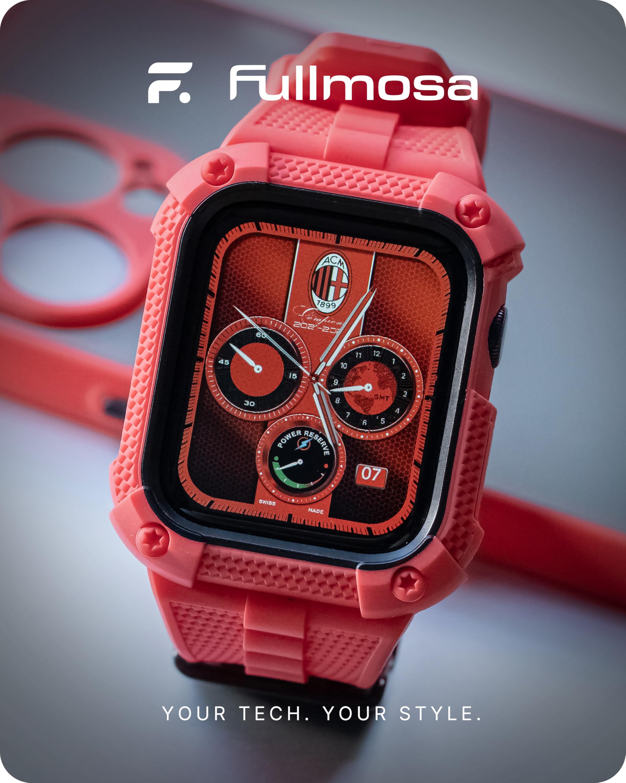 Fullmosa Watch Bands 44Mm, Rugged Iwatch Band Silicone With Screen Protector And Bumper Case For Men,Compatible With Apple Watch