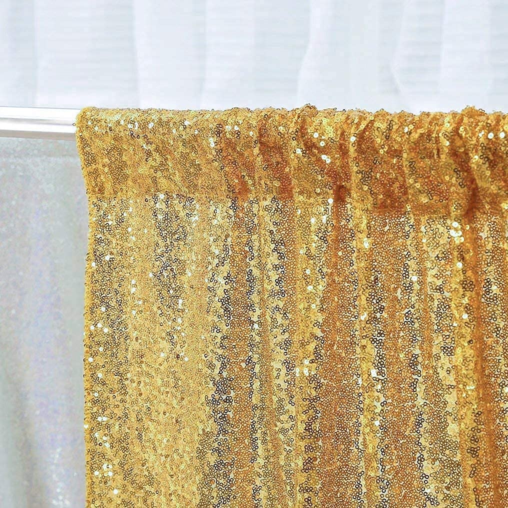 Poise3Ehome Gold Backdrop Curtain, 6Ft X 8Ft Sequin Backdrop, Sequin Curtains For Party Wedding Sequence Backdrop
