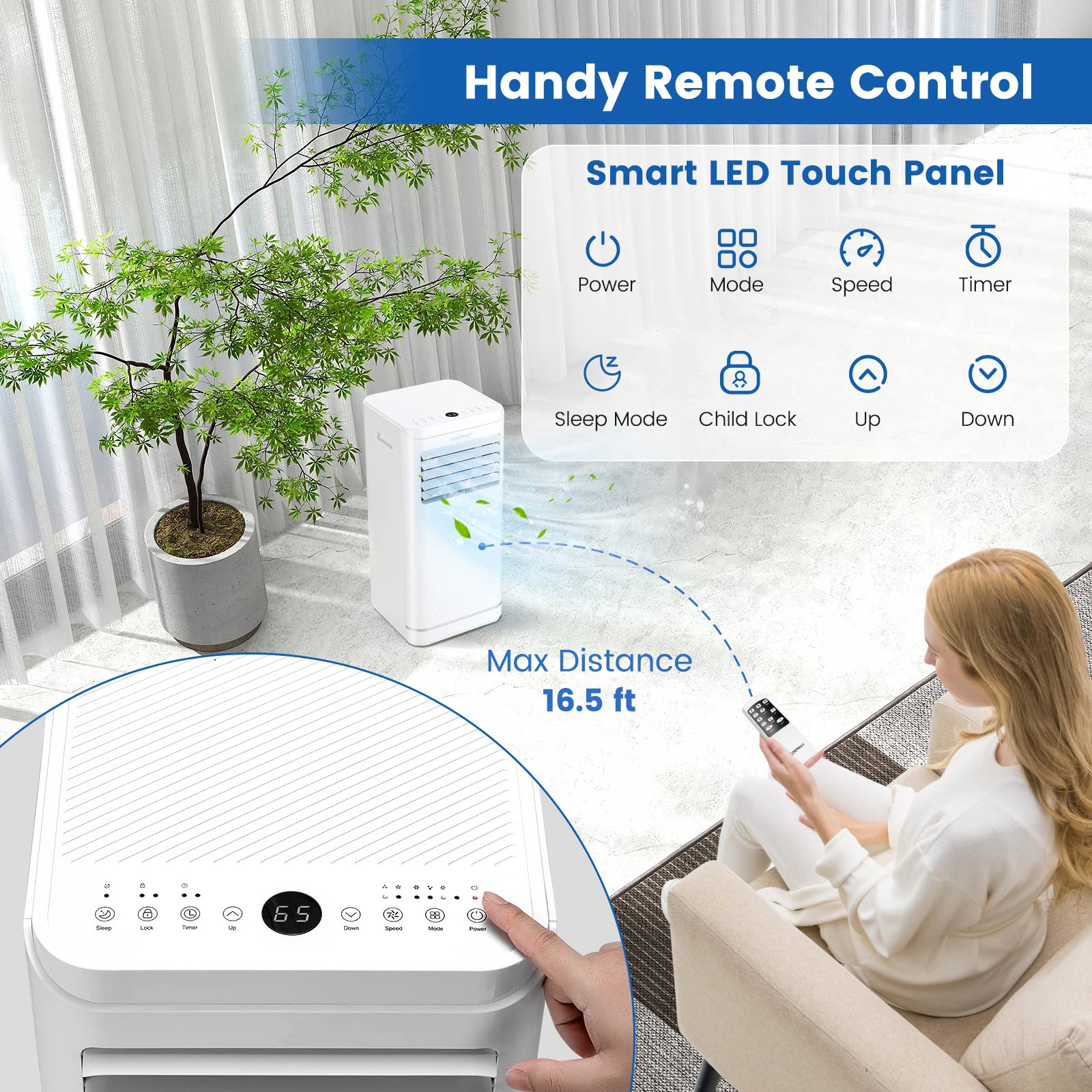 Petsite 10000 Btu Portable Air Conditioners, Room Air Conditioner With Remote Control, 3 In 1 Stand Up Ac Unit With 24H Timer &