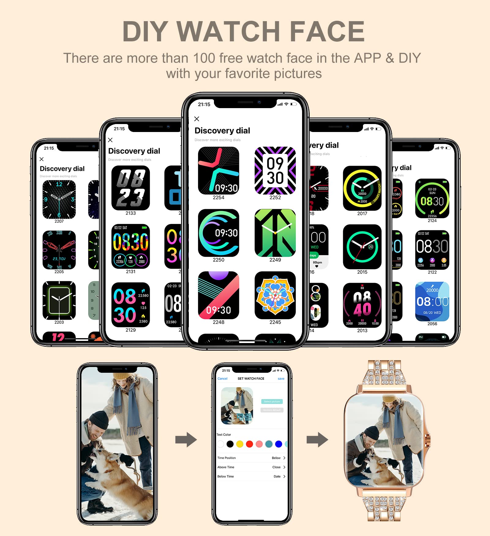 Iaret Smart Watch For Women, Call Receive/Dial Smartwatch For Android Ios Phones, Waterproof Activity Fitness Tracker With Full