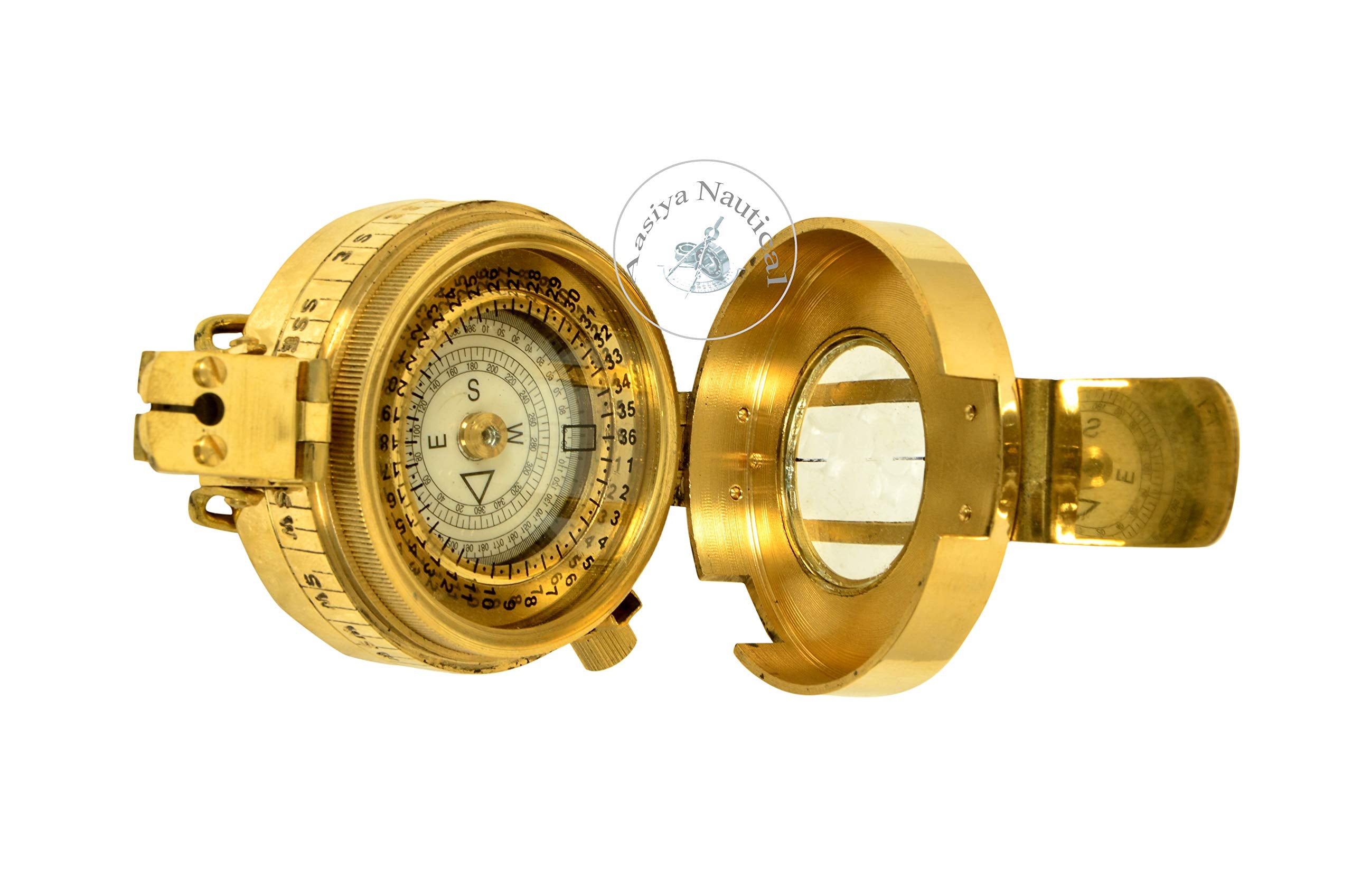 Vintage Style Shiny Brass British Prismatic Military Compass   Nautical Pocket Compass