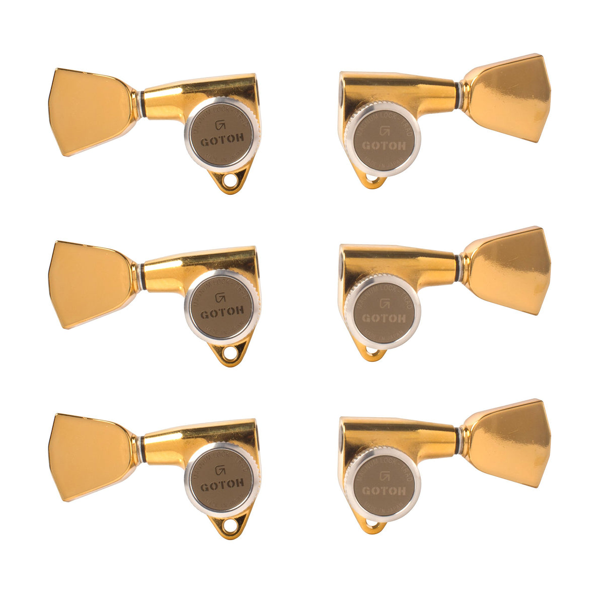 Gotoh Magnum Lock-Trad 3+3 Guitar Tuners With Keystone Knobs, Gold