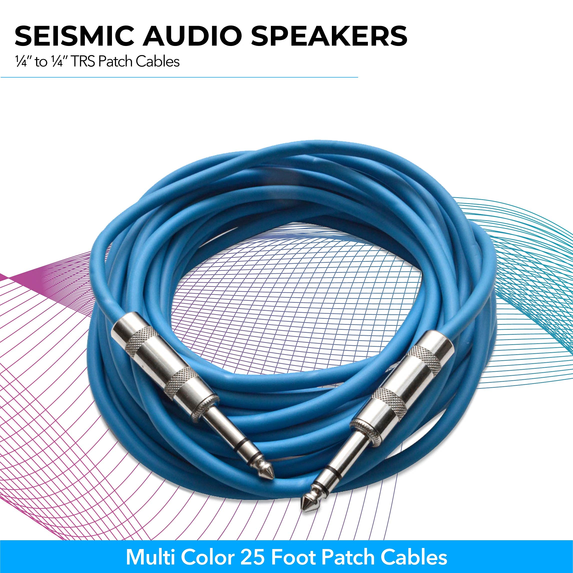 Seismic Audio Speakers     To     Trs Patch Cables, 25 Foot Patch Cables, Pack Of 6, Multi Color