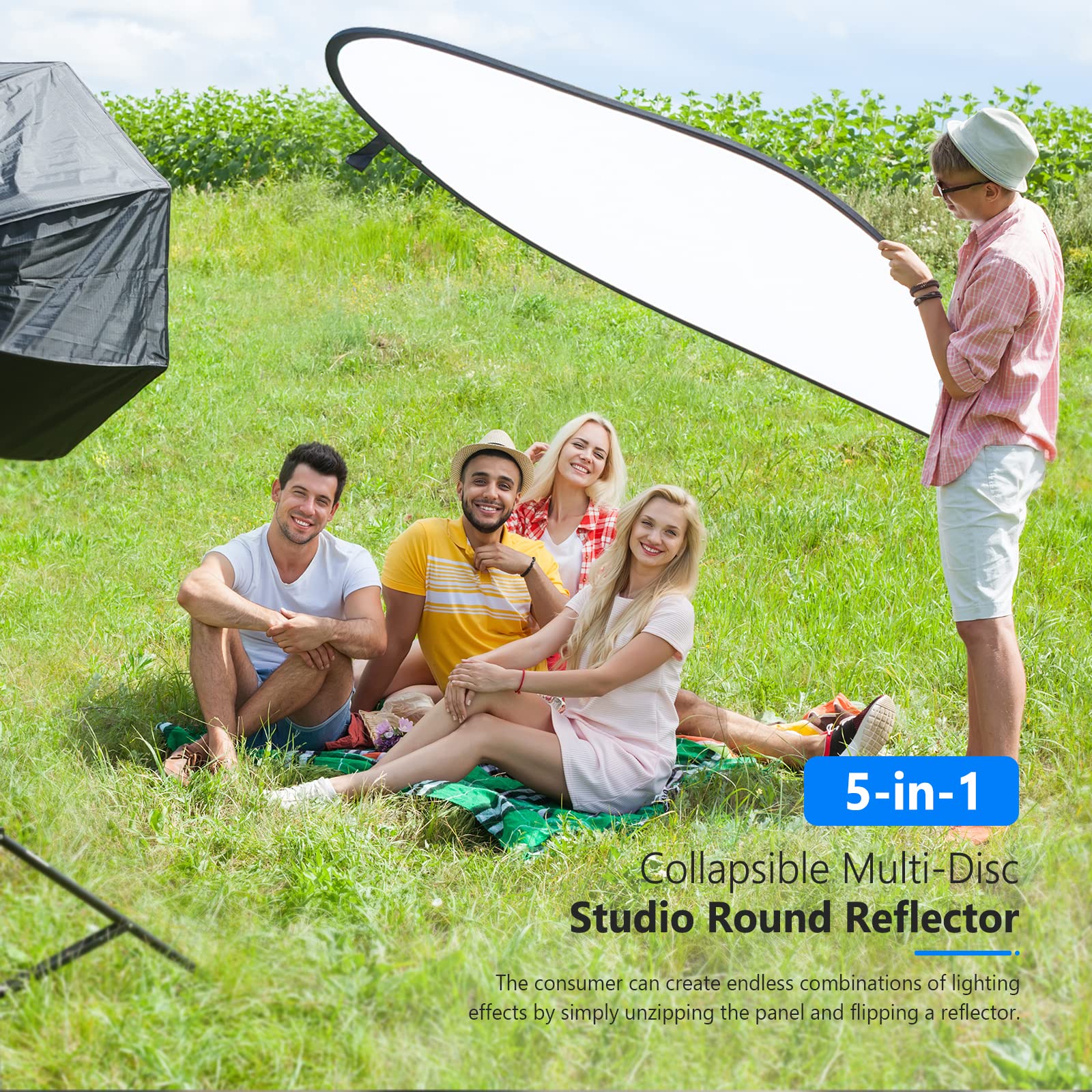 Neewer 59''X79''/150X200Cm Light Reflectors For Photography, Portable 5 In 1 Collapsible Multi Disc With Bag   Translucent, Silv