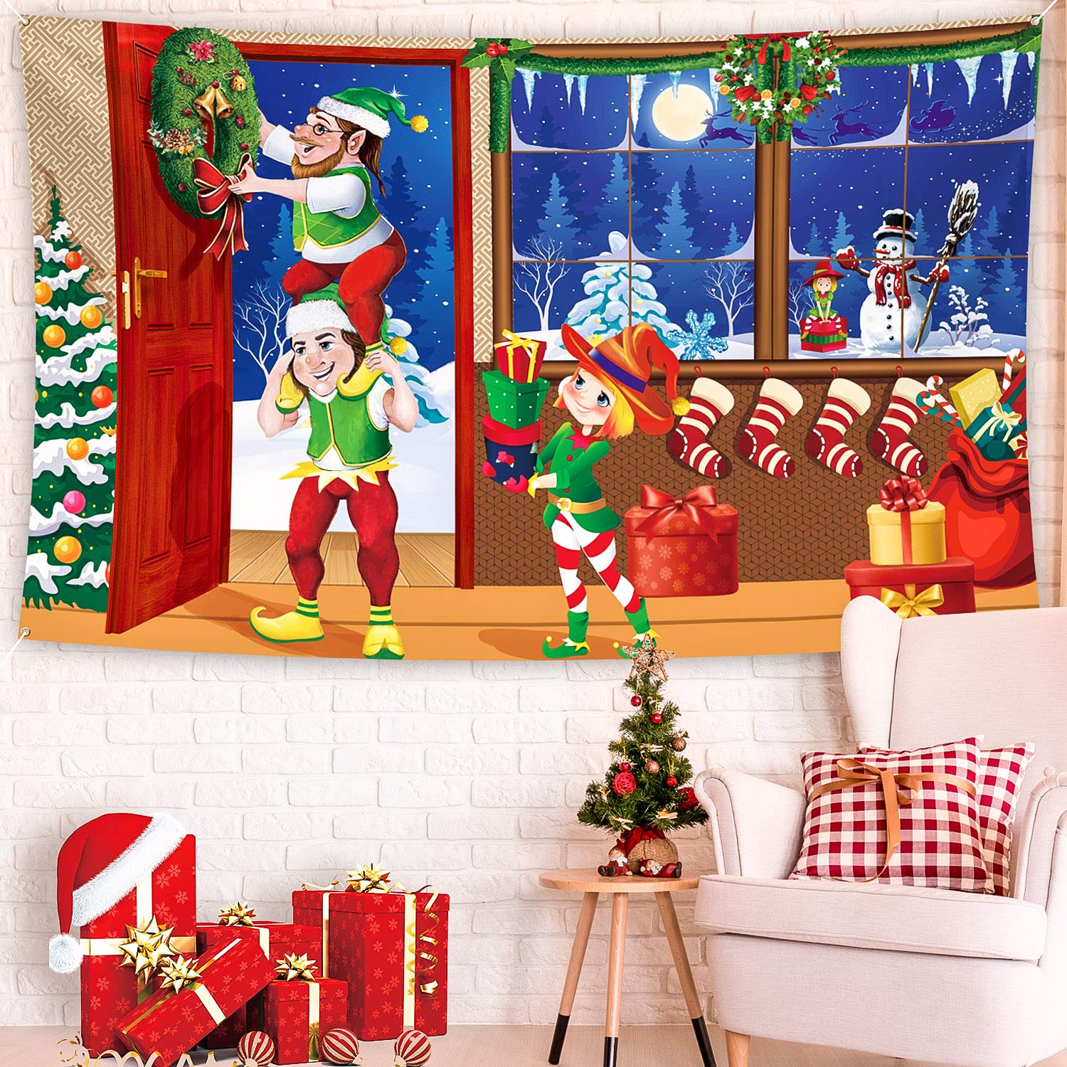 Merry Christmas Backdrop Scene Setters Banner Welcome Winter Snow Decorative Xmas Background For Wall Decoration Christmas Party