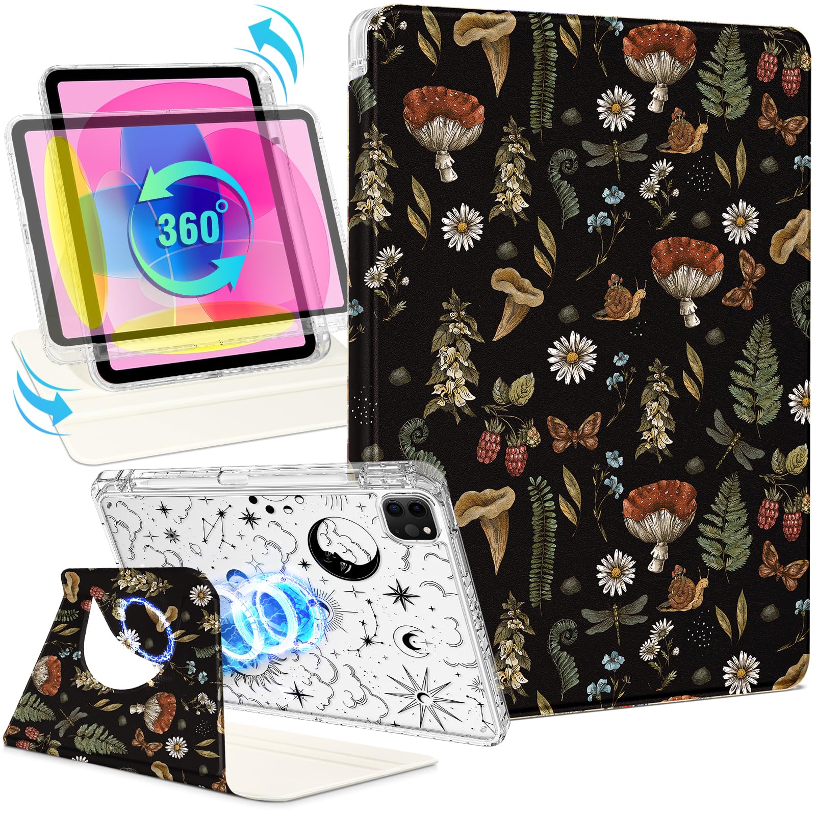 Shorogyt for iPad Air 13 Inch M3 2025 & M2 2024 /for i Pad Pro 12.9 inch (3/4/5/6th Gen) for Magnetic Stand for Women - Cute Des