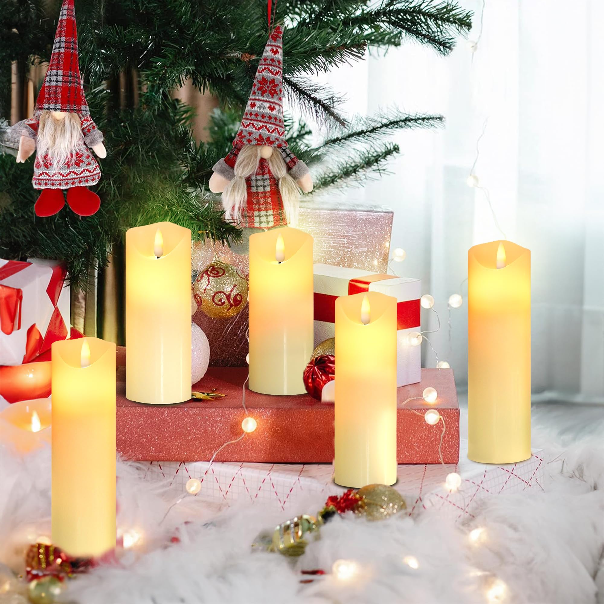 Da By Flameless Candles Led Pillar Candles ,Battery Operated Candles Wich Remote And Timer, Flickering Led Candles,Real Wax,Set