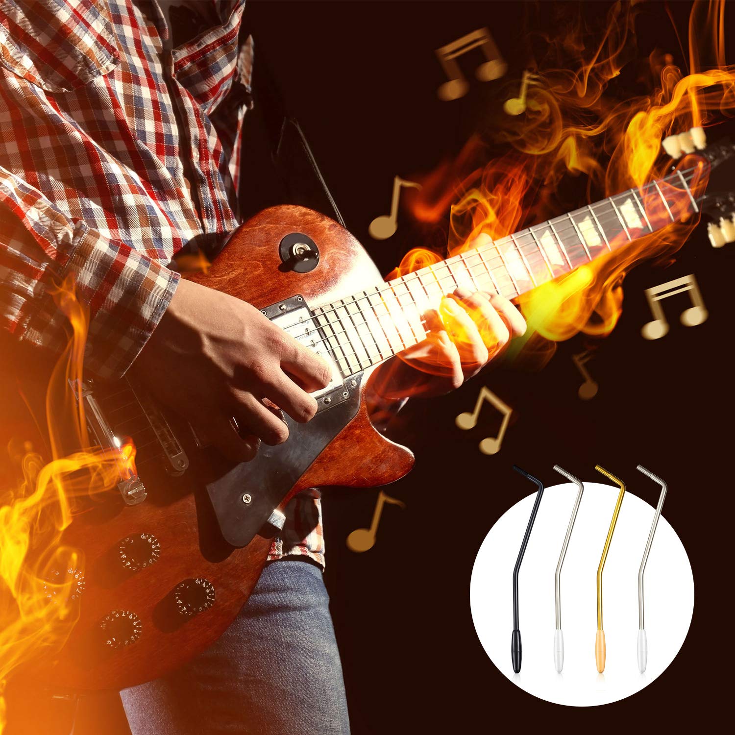 Patelai 4 Pieces 6 Mm Whammy Bar For Electric Guitar Thread Tremolo Arm Metal Single Tremolo Whammy Bar Compatible With Stratoca