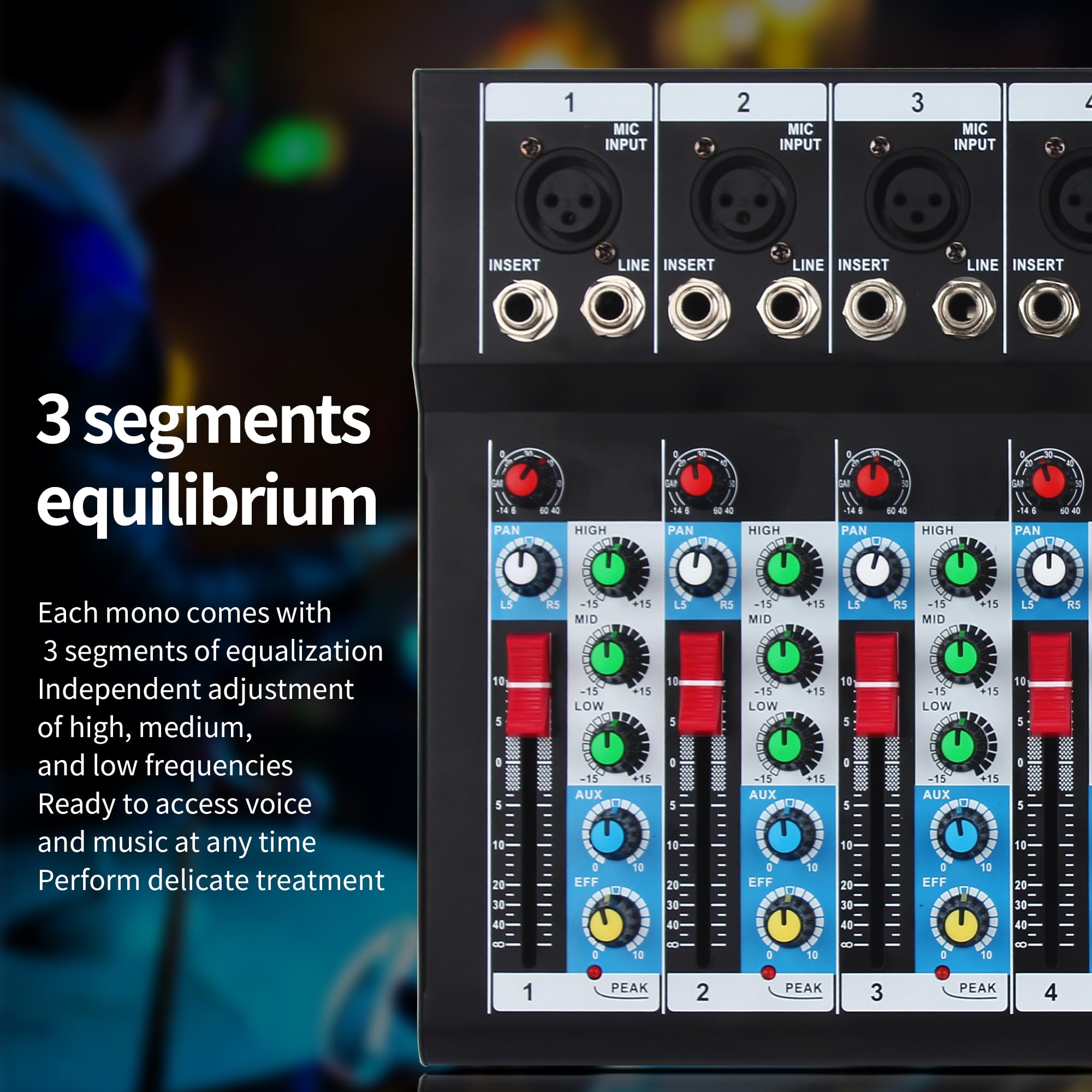 Fulode 7 Channel Audio Mixer, Bluetooth Portable Sound Board W/Usb Dj Mixer Mp3 Jack 48V Power For Computer Recording, Sound Mix
