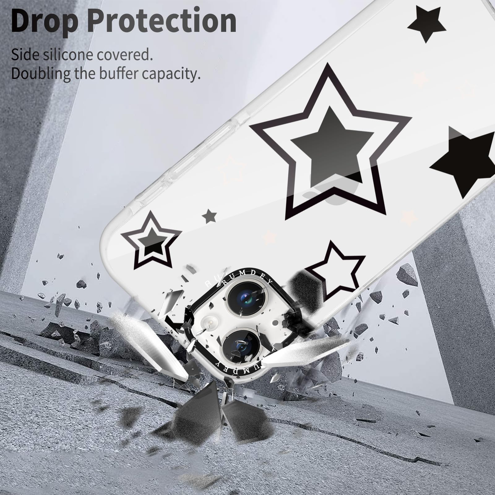 Rumdey 2 Pack Cute Stars Phone Case For Iphone 14 Plus, Soft Slim Fashion Protective Phone Cover For Women Girly, Shockproof Tpu