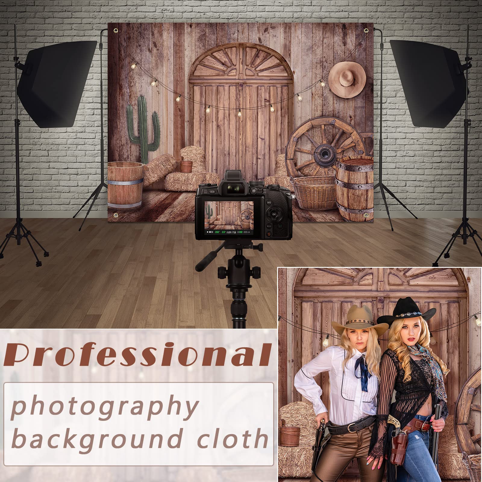 Cowboy Decorations Backdrop Western Party Decorations Rustic Background Banner Props Barn Farm Wild West Party Backdrop Vinyl Co