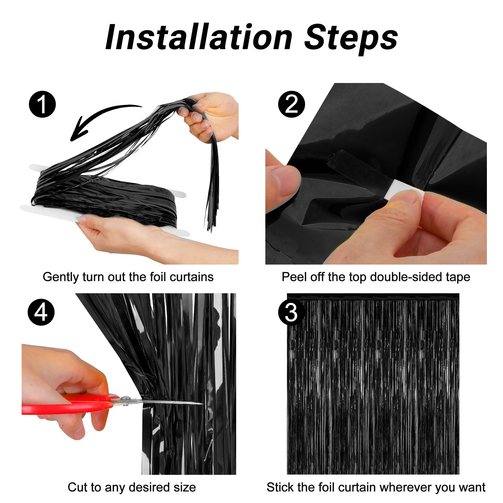 2 Pack Backdrop Curtains, 3.28 Feet X 7.05 Feet Grass Green Fringe Curtains, Metallic Tinsel Backdrop Foil Curtains Streamer, Pa