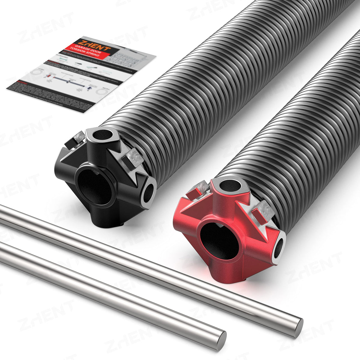 Garage Door Torsion Springs 2 (Pair) With Non Slip Winding Bars, Coated Torsion Springs With A Minimum Of 18,000 Cycles (0234X2X