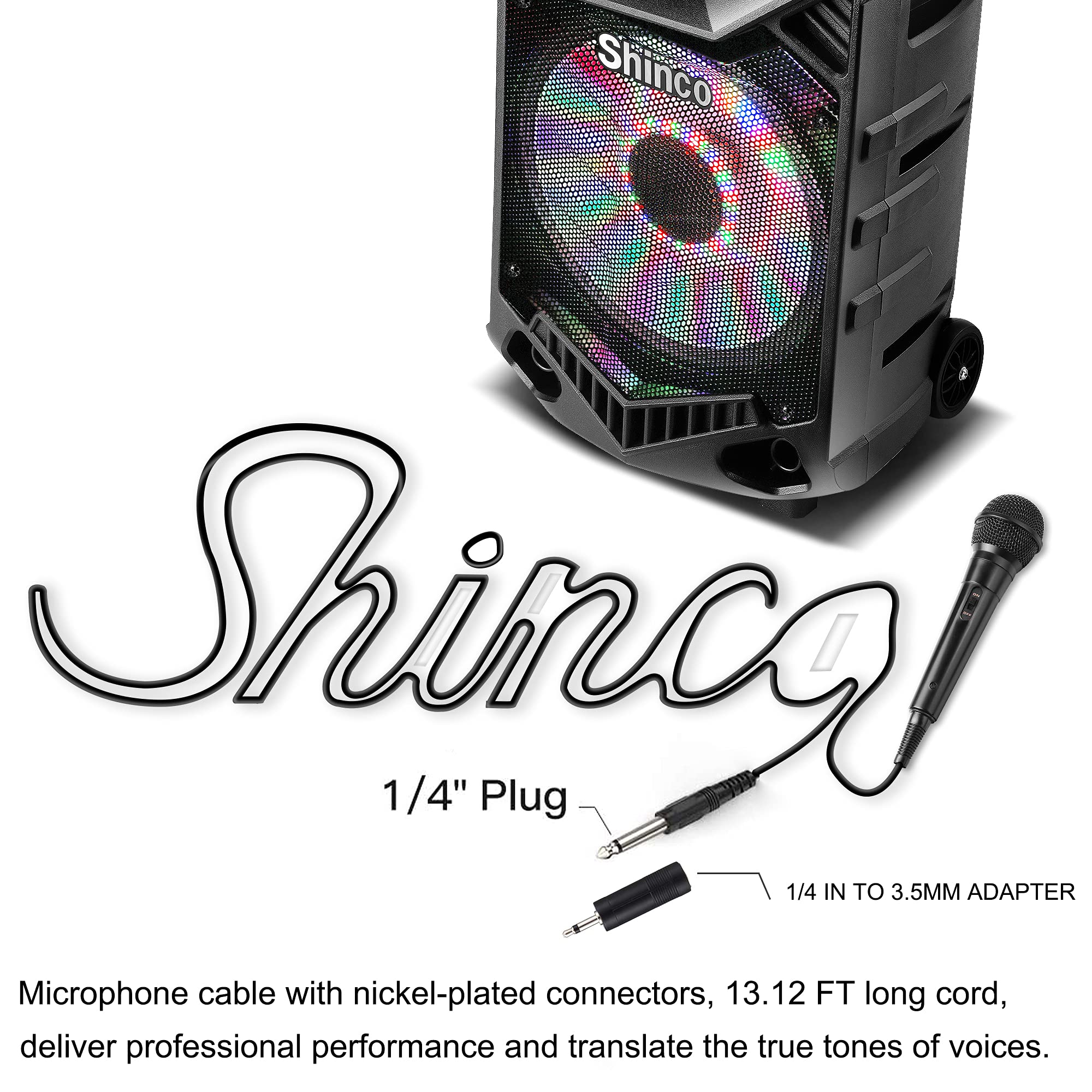 Shinco Handheld Wired Microphone, Cardioid Dynamic Vocal Mic With 13Ft Cable And On/Off Switch, Ideally Suited For Speakers, Kar