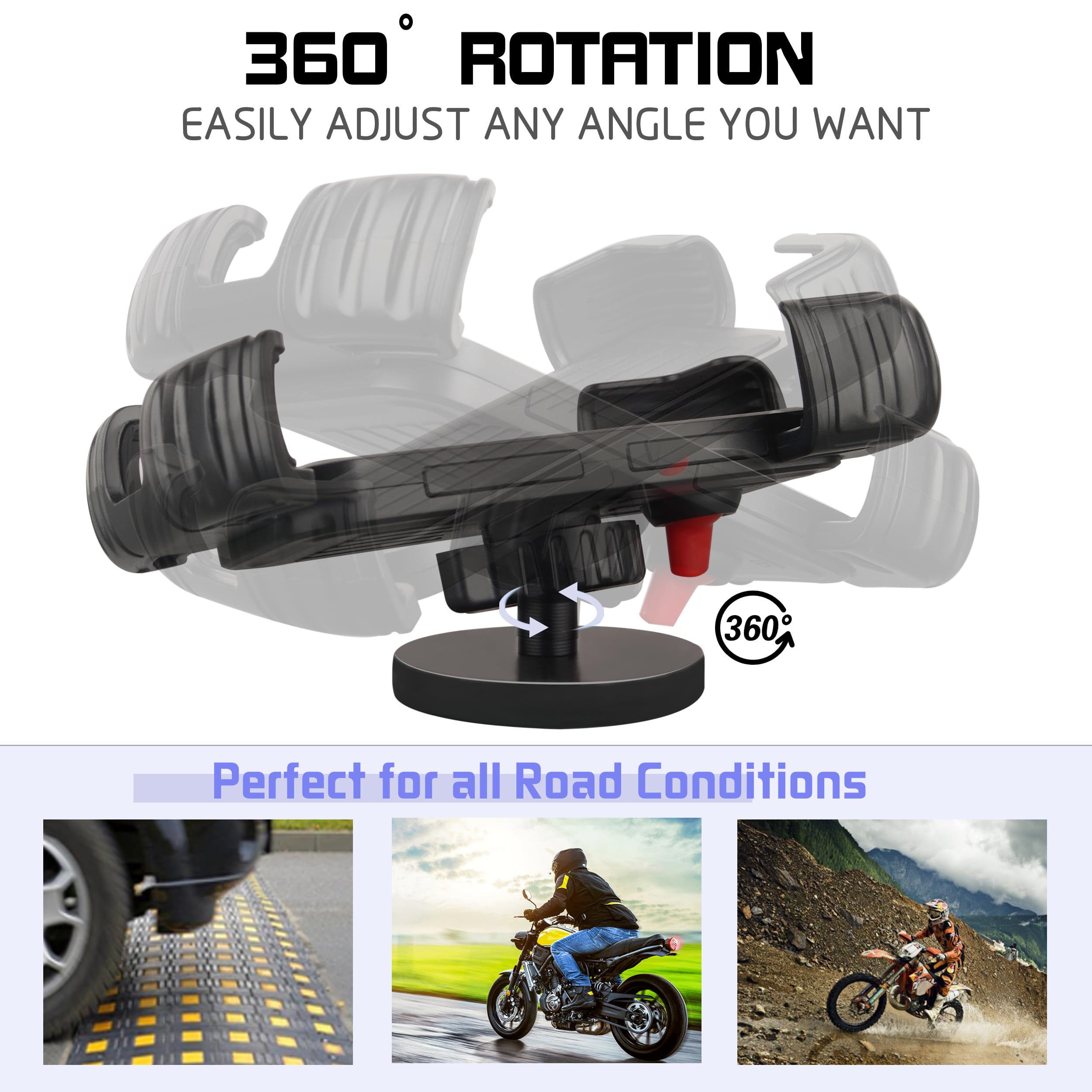 Ulibermagnet Motorcycle Magnetic Phone Mount,Heavy Duty Adjustable Magnetic Cell Phone Holder With Security Lock,Anti Shake 360