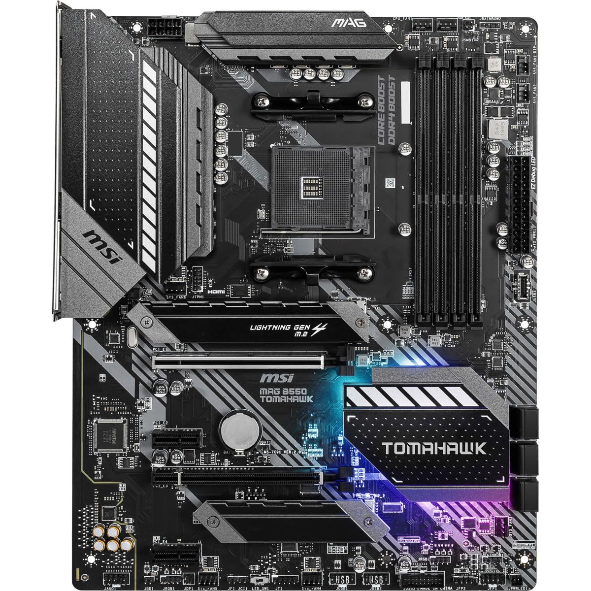Msi Mag B550 Tomahawk Gaming Motherboard (Amd Am4, Ddr4, Pcie 4.0, Sata 6Gb/S, M.2, Usb 3.2 Gen 2, Hdmi/Dp, Atx, Amd Ryzen 5000