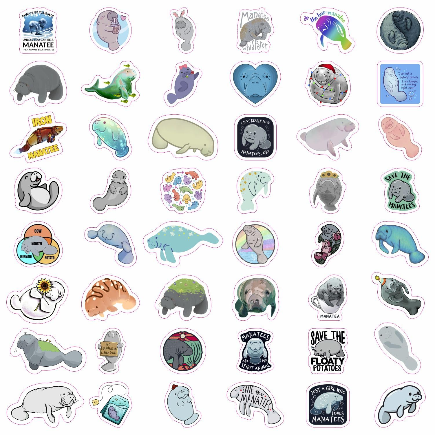 100Pcs Manatee Stickers And Laptop Decals For Water Bottles   Waterproof Vinyl Manatee Stickers, Manatee Gifts, Women, Men   Man