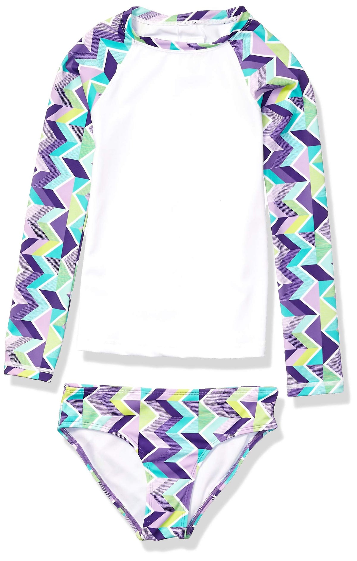 Kanu Surf Girls Long Sleeve Rashguard Upf 50 Two Piece Swim Set, Ruby Purple, 2T