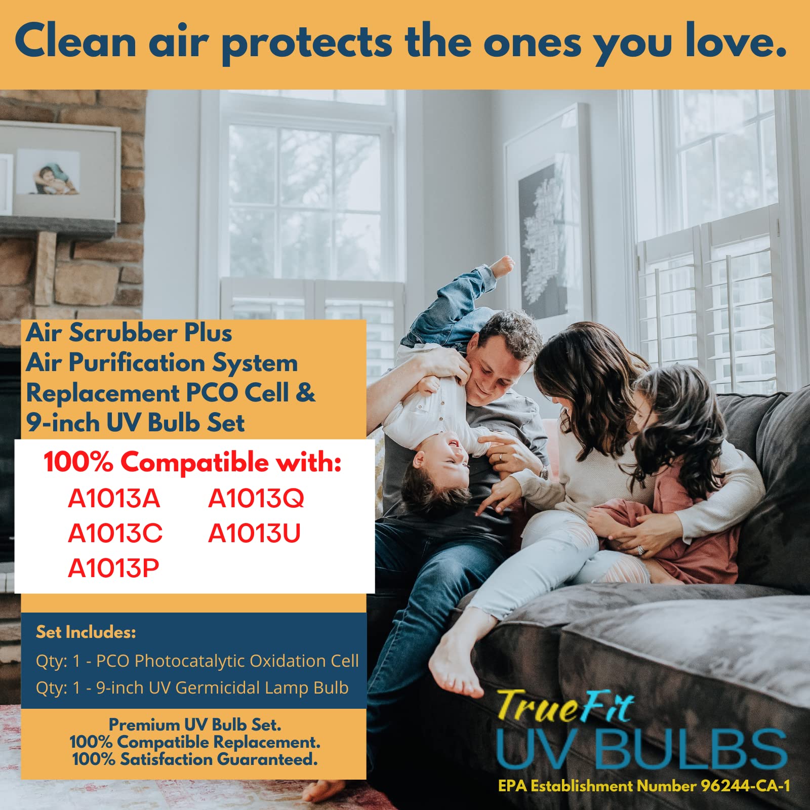 Truefit Air Scrubber Plus Advanced Photocatalytic Oxidation (Pco) 9'' Replacement Cell And Uv Bulb (Ozone Free)