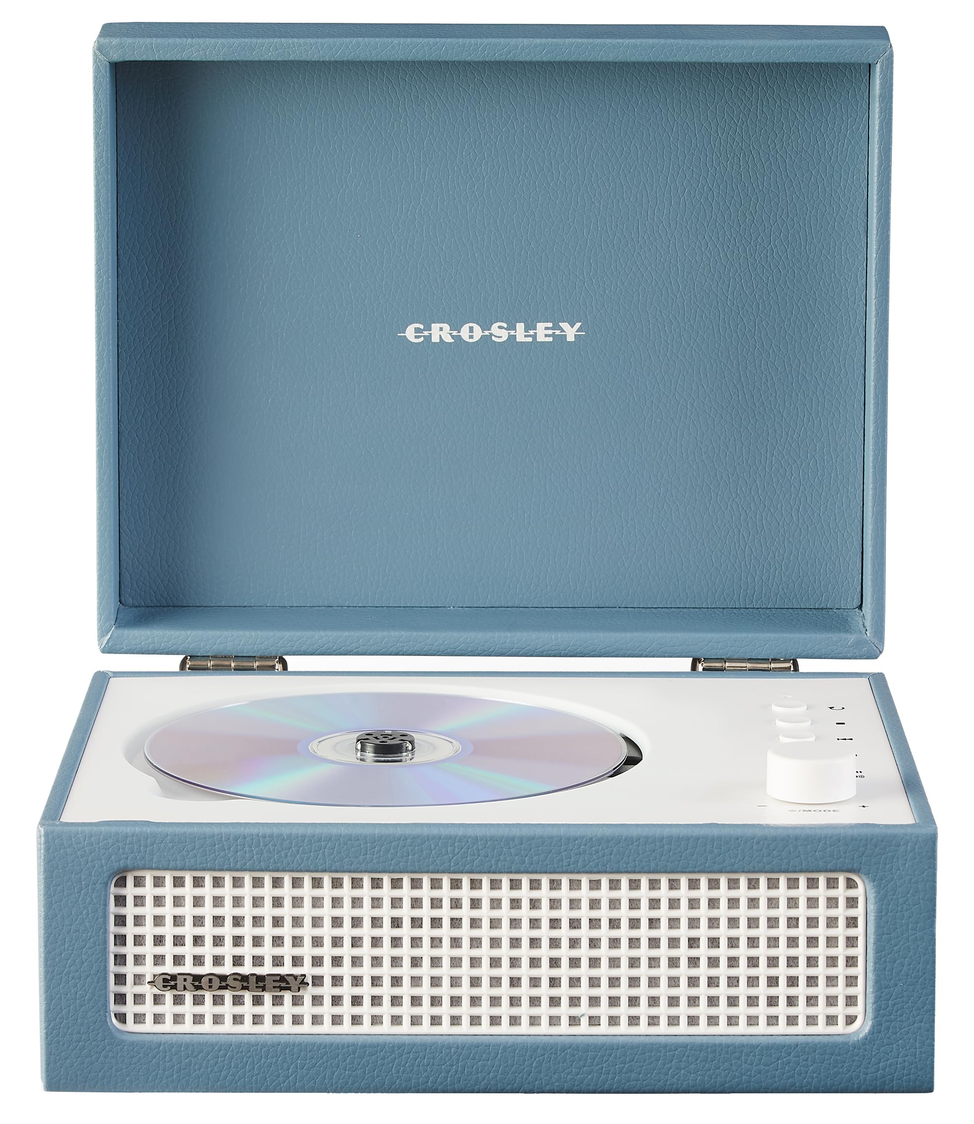 Crosley CR3517A-WB Voyager Retro Portable CD Player with Stereo Bluetooth Speakers and FM Radio, Washed Blue