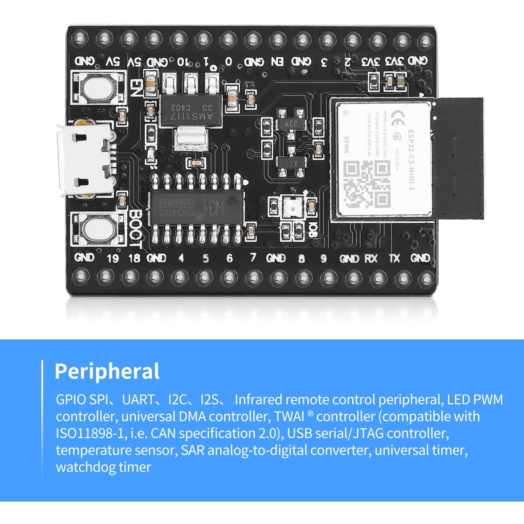 Esp32 C3 Devkitm 1 Development Board, Esp32 Development Board Dual Mode Wifi + Bluetooth 5.0 Single Core 160 Mhz Microcontroller