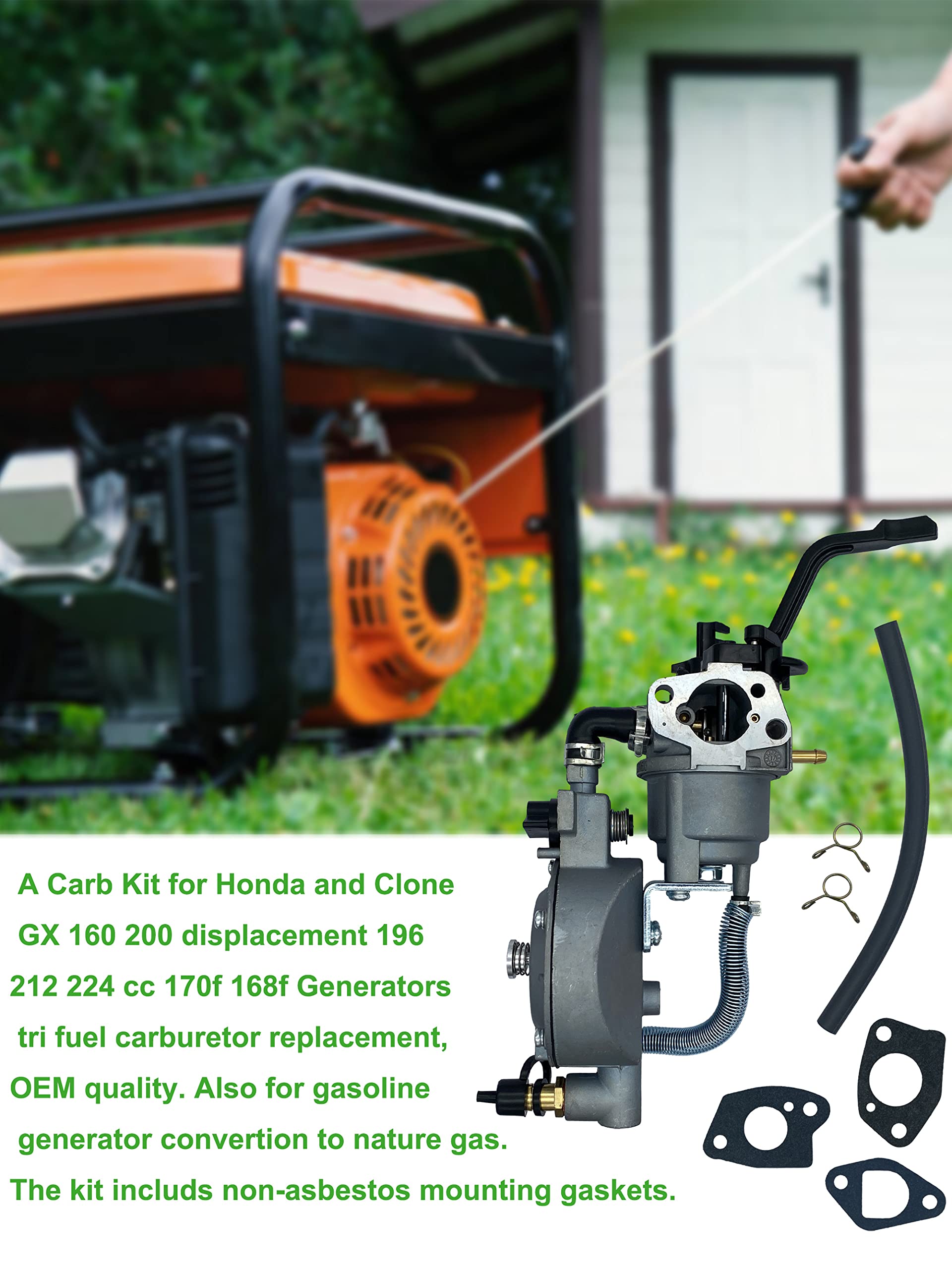 Yamakato Dual Tri Fuel Carburetor For Predator 4000 4375 Honda Gx160 Generac Champion 163Cc 196Cc 212Cc 224Cc Generator Natural