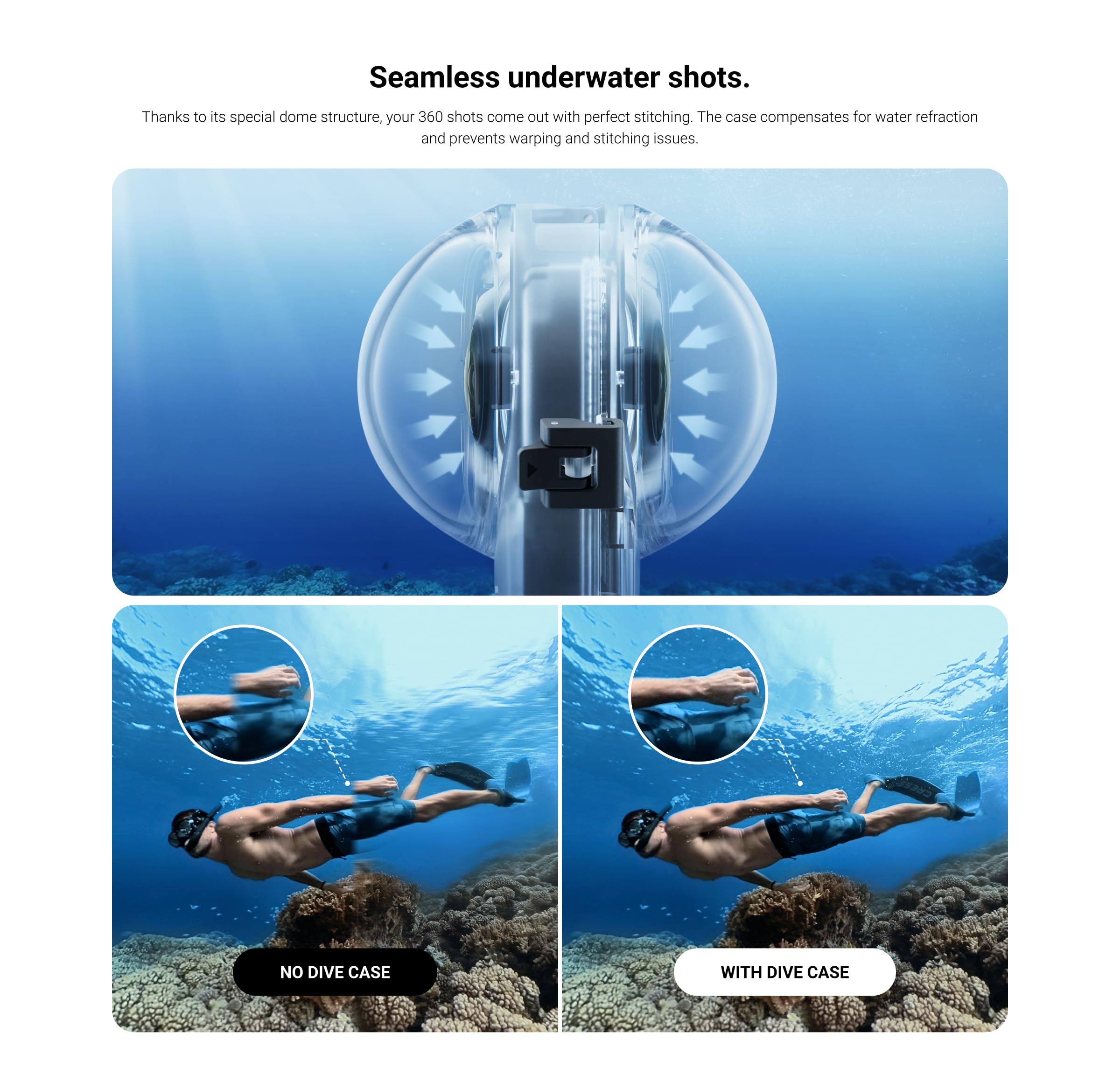 Insta360 X3 Invisible Dive Case(New)   Waterproof Up To 50M (164Ft)