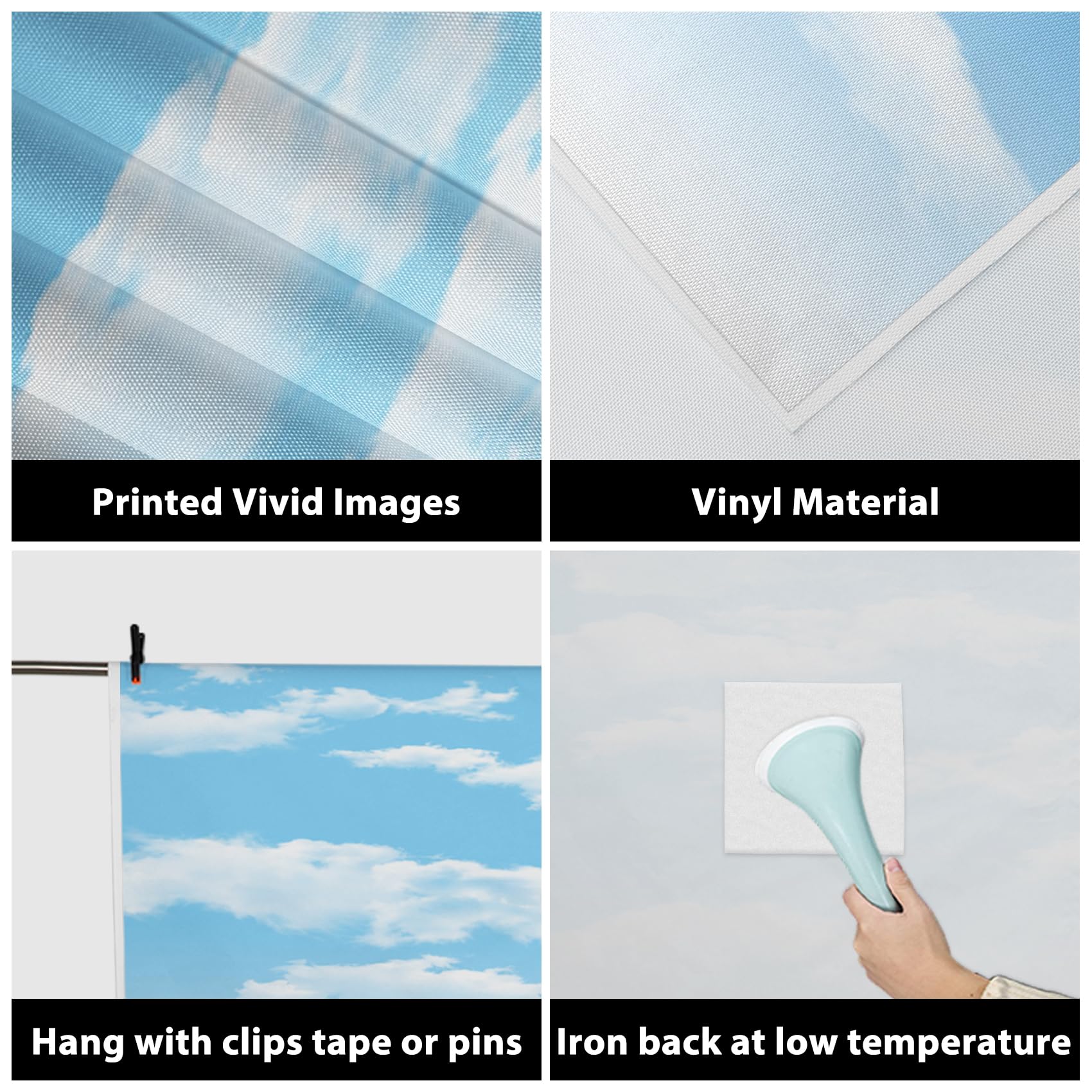 Aofoto 5X5Ft Blue Sky White Clouds Photography Background Spring Winter Party Decoration Birthday Wedding Cloud Backdrop Baby Ki