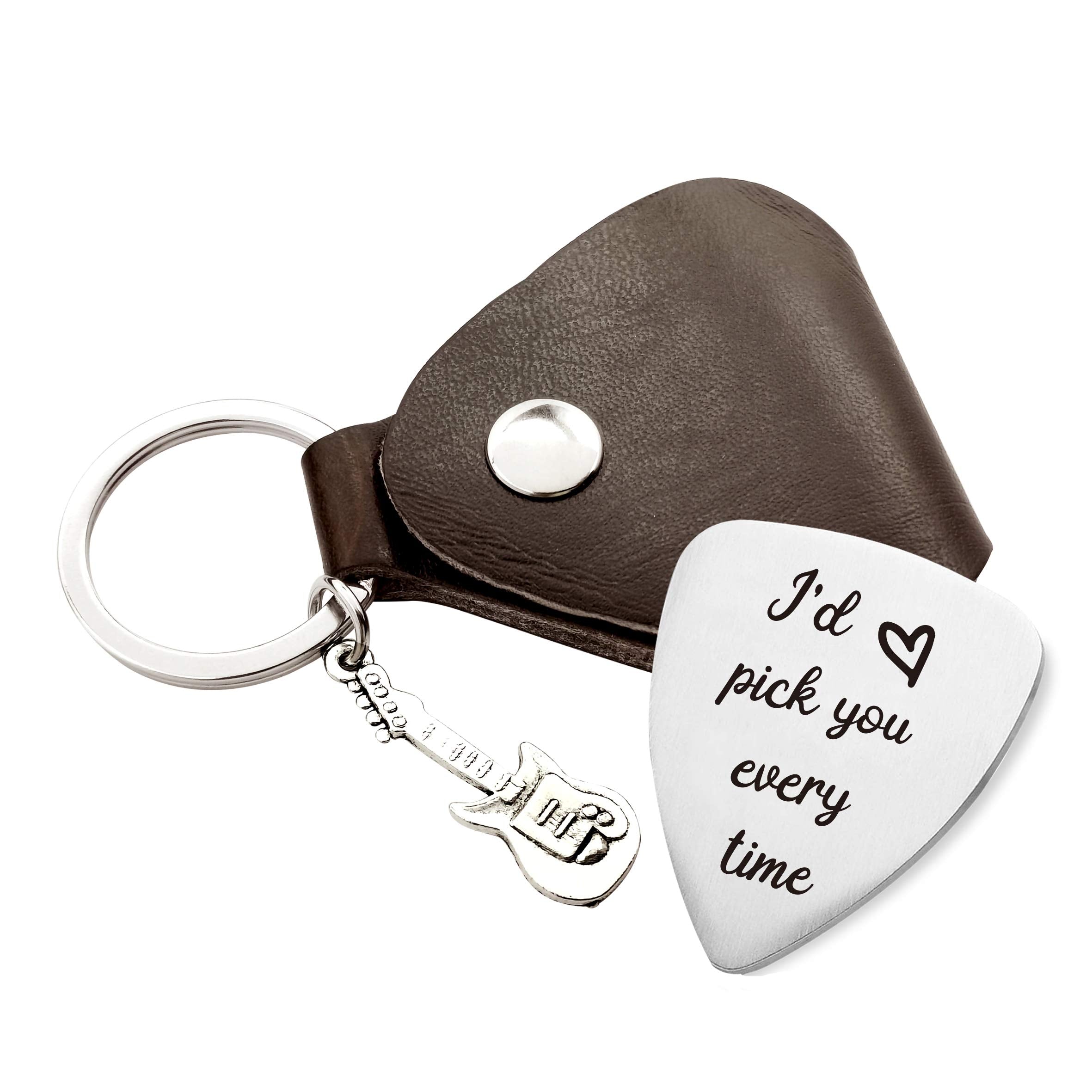 Maysunset Stainless Steel Guitar Pick, Jewelry Gift For Men, Boyfriend, Husband, Musician, Guitar Player, 1.4In X 1.12In X 1.5Mm