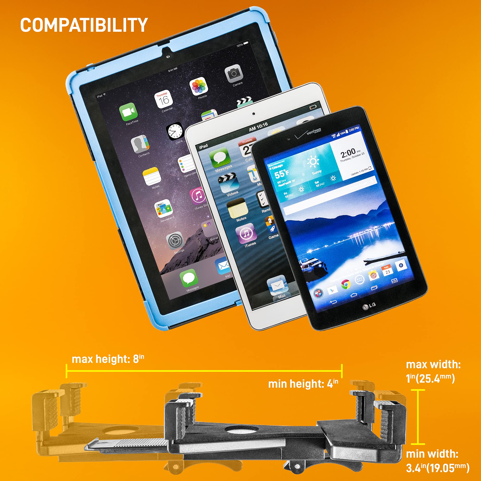 Ibolt Tabdock Bizmount Amps - Heavy Duty Drill Base Mount For All 7 - 10 Tablets (Ipad, Samsung Tab) Great For Commercial Vehicl