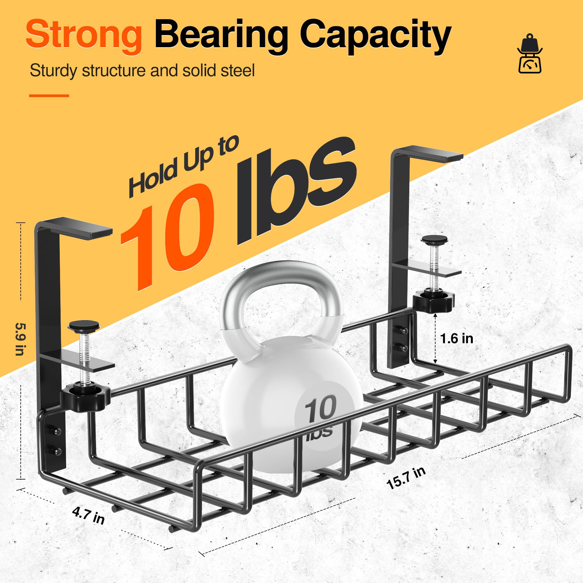 Under Desk Cable Management Tray 1 Pack, Xpatee Wire Management No Drill, Cable Tray With Clamp For Desk Wire Management, Comput
