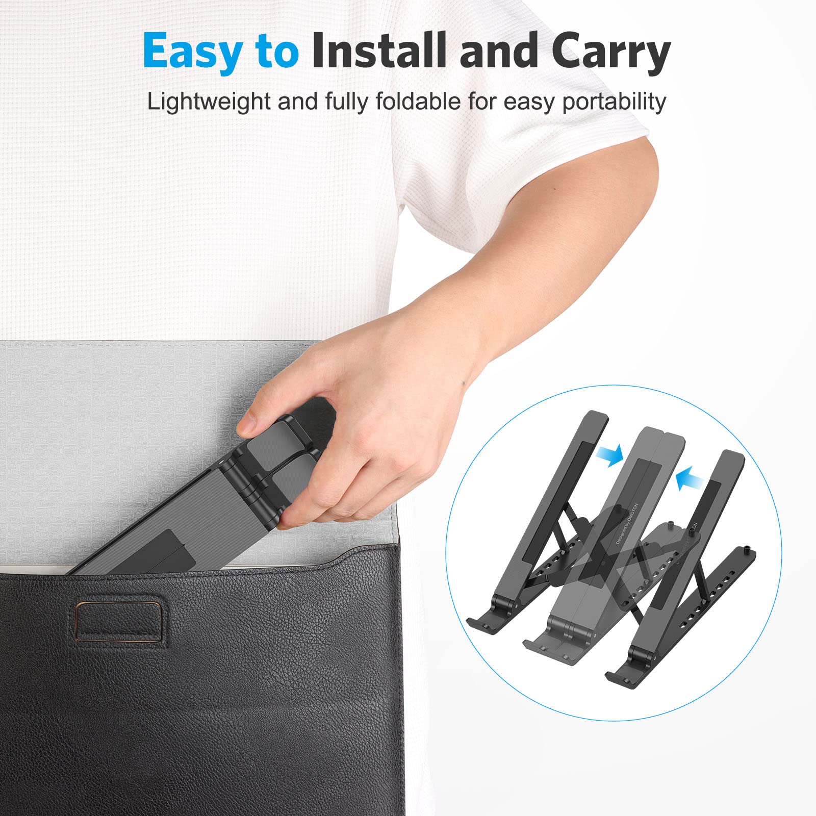 Portable Laptop Stand, Omoton Laptop Stand For Desk Ergonomic 7 Levels Angles Adjustable Computer Stand, Abs Laptop Riser Holder Compatible With All Laptops And Ipad(10 15.6')