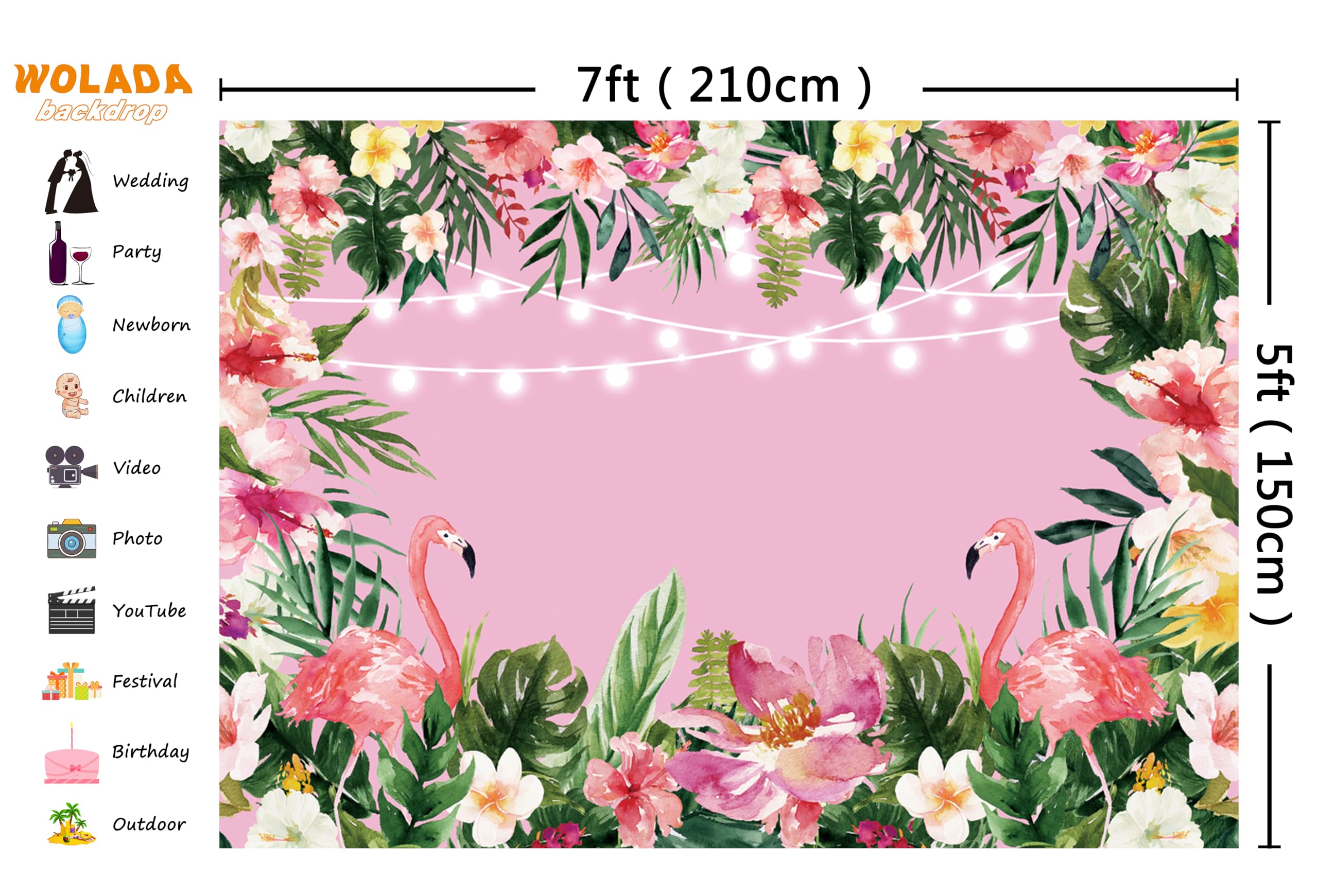 Wolada Flamingo Backdrop Flamingo Photo Backdrop Flamingo Backdrop For Party 7X5Ft 11556