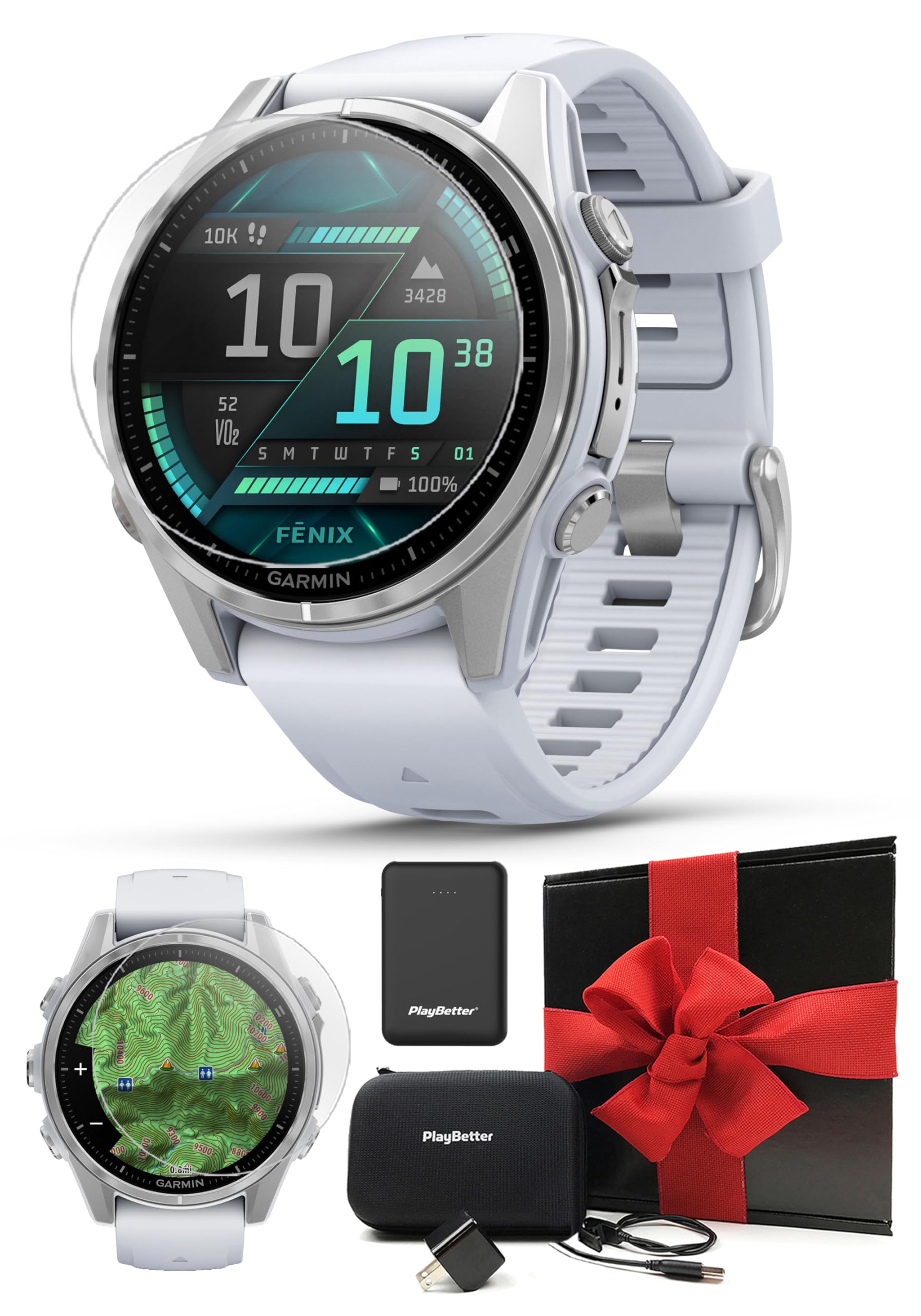 Garmin Fenix 8 AMOLED Sapphire (43mm, Soft Gold/Dark Sandstone) Multisport GPS Smartwatch Gift Box Bundle - 1.3 Touchscreen, Bui