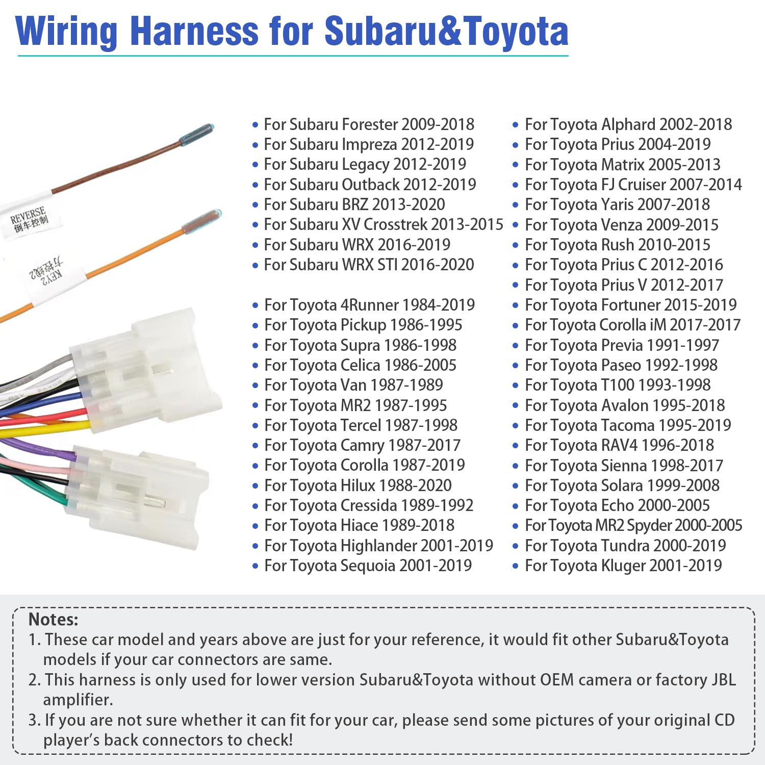 Jayubien 16Pin Iso Android Radio Stereo Wiring Harness With Butt Connector Reverse Swc Cable Replacement For Select Toyota And S