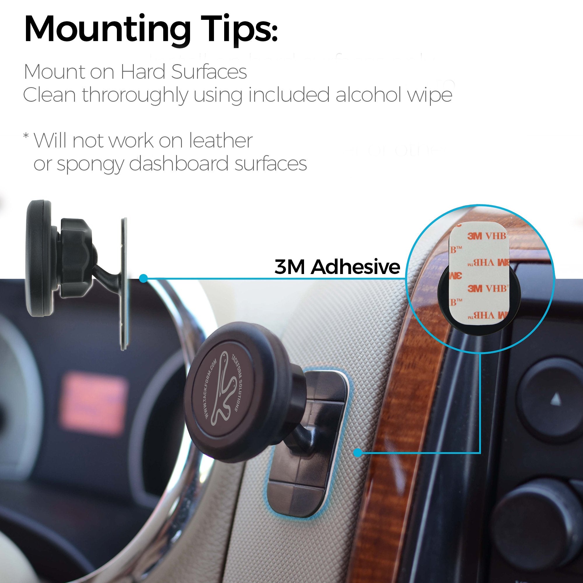 Phone Holder, Tackform Magnetic Phone Mount With Stick On Base [For Car, Kitchen, Bedside, Bathroom] Cell Phone Car Mount [Magne