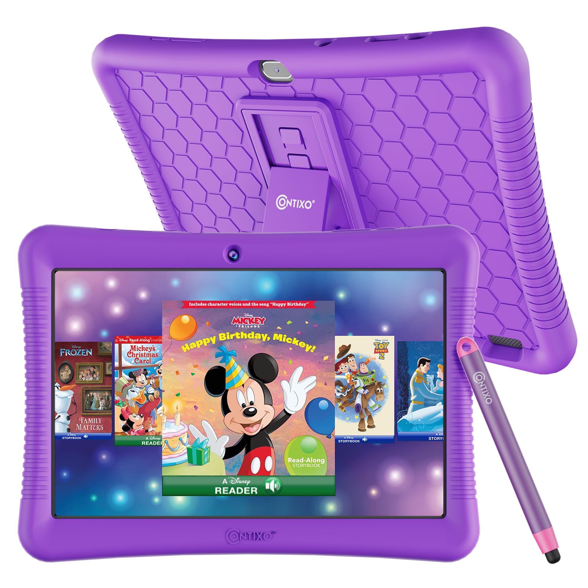 Contixo 10-Inch Kids Tablet - Ages 3-12, 80 Disney eBooks ($350 Value), 32GB Storage, Android, Parental Controls, Silicone Case 
