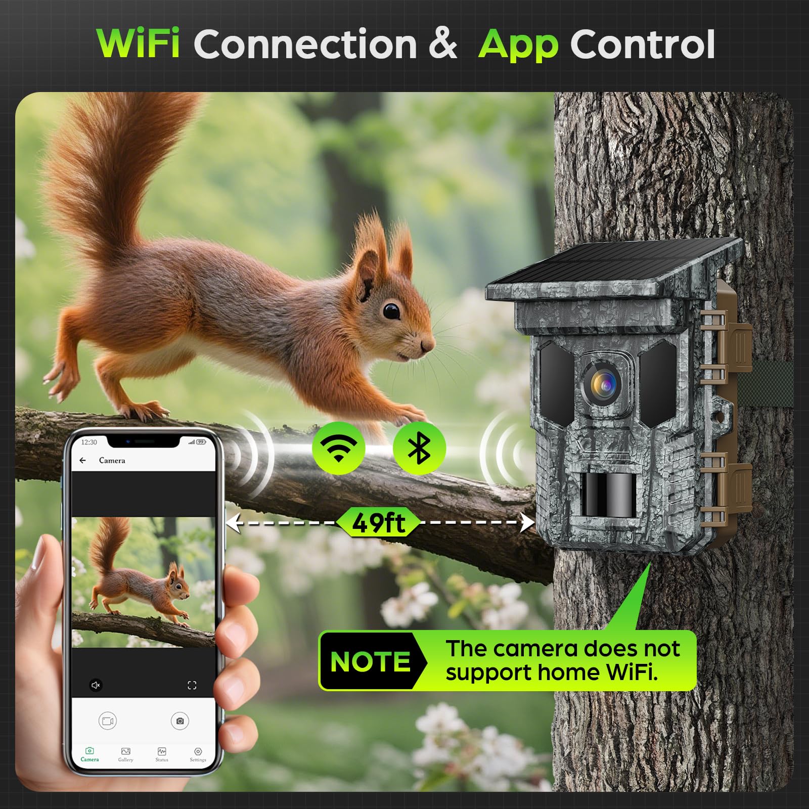 Vidvis Wifi Trail Camera Solar, 4K 64Mp Game Cam With Night Vision Motion Activated Waterproof Ip66, 0.2S Trigger Trail Cam With