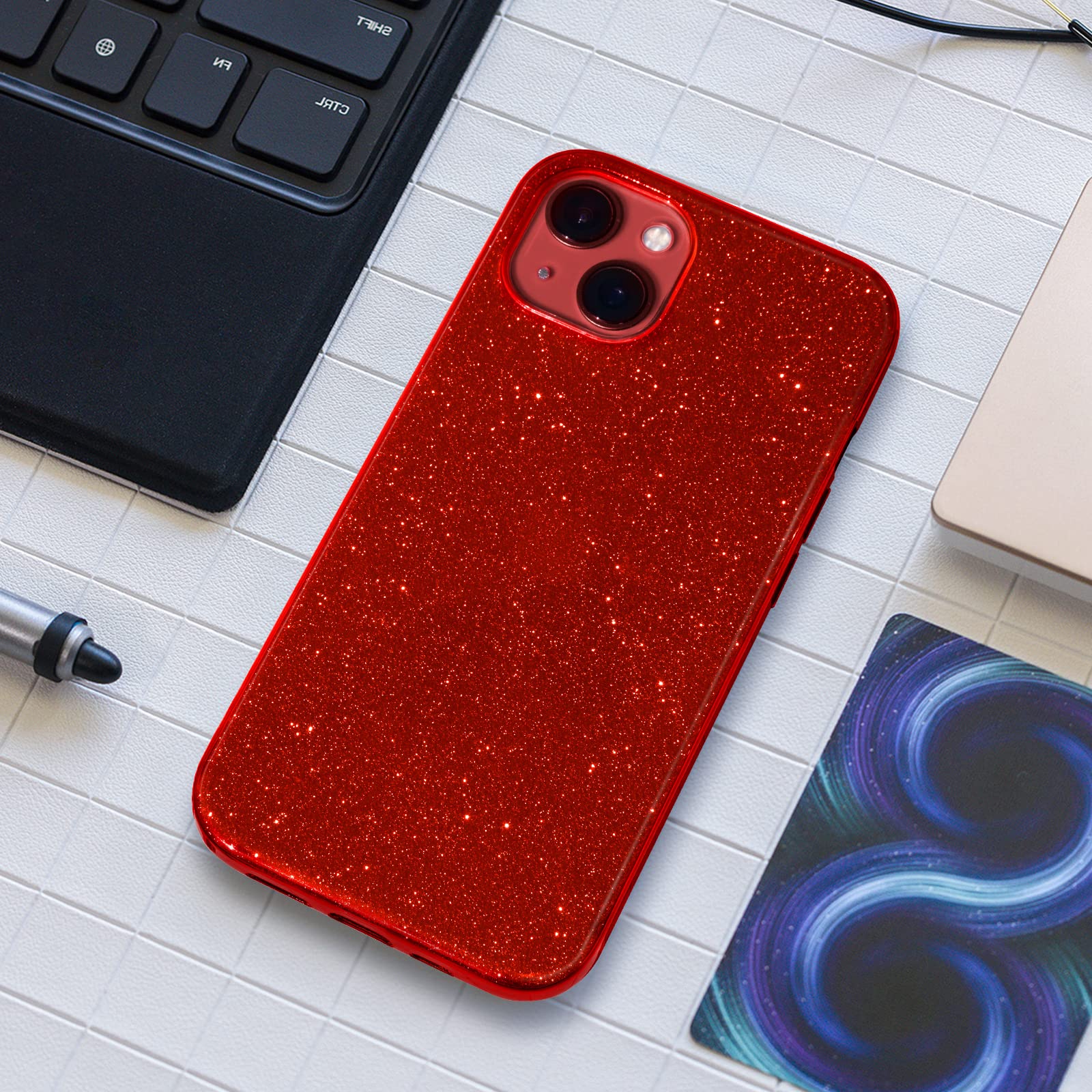MATEPROX iPhone 14 Plus Bling Sparkle Protective TPU Phone Case Red 6.7"
