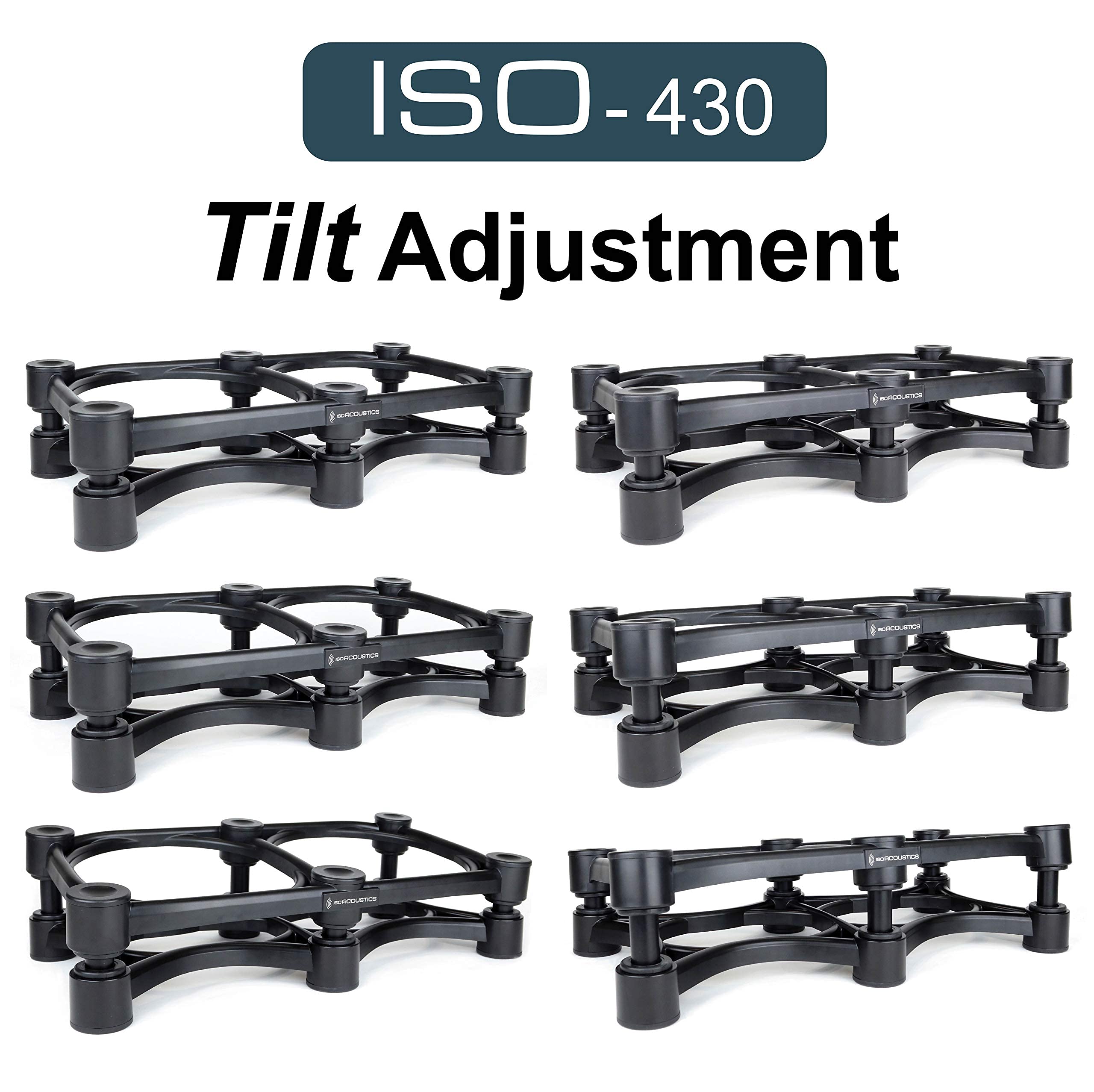 Isoacoustics Iso Stand Series Speaker Isolation Stands With Tilt Adjustment: Iso 430 (17'' X 9'') Single