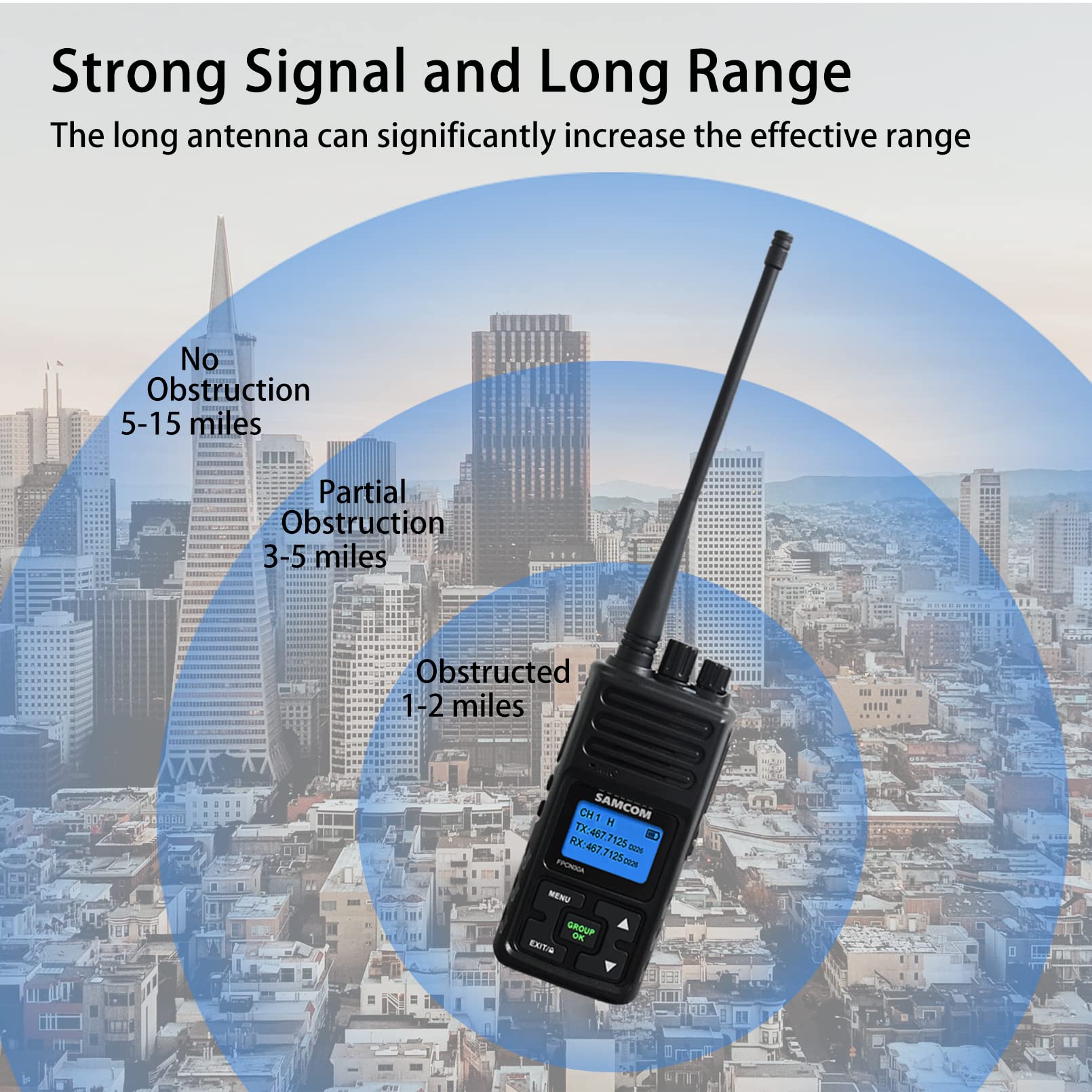 Read A Samcom Screen SAMCOM 5W Walkie Talkie Long Range Two Way Radio with Speaker Mic, Rec ...