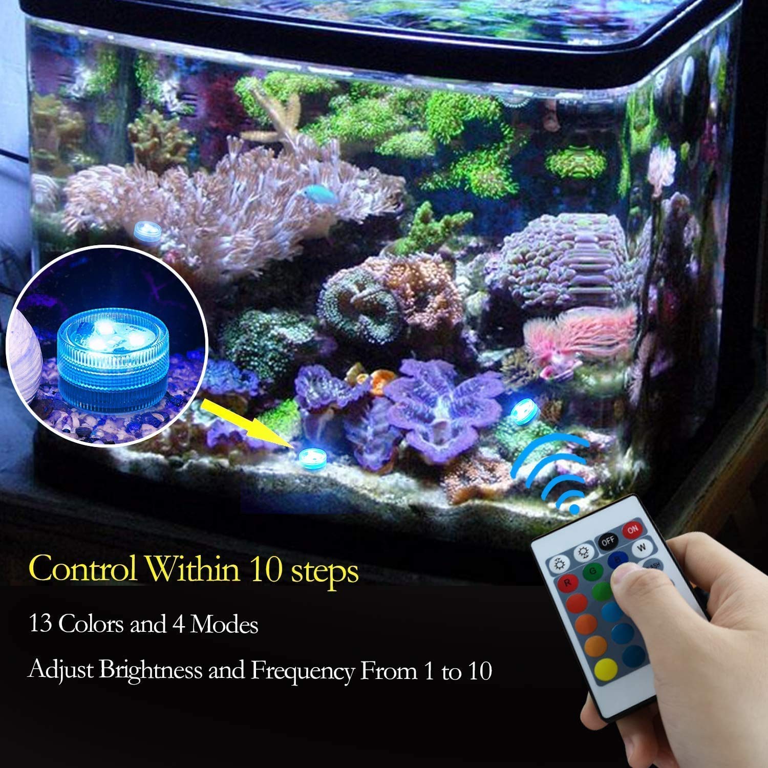 Homemory 10Pcs Mini Submersible Led Lights With Remote,Rgb Multicolor Waterproof Small Tealight Candles,Battery Operated Underwa