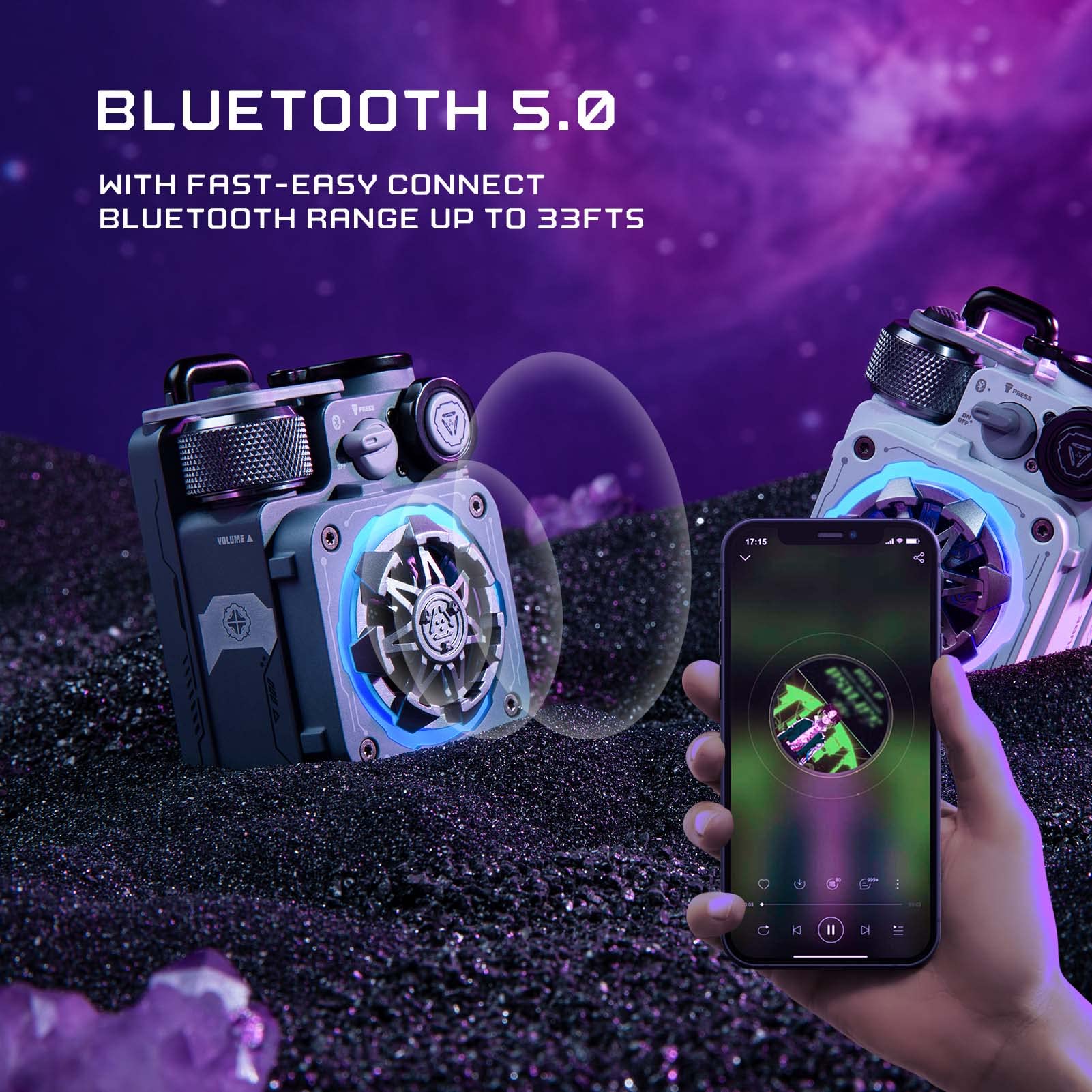 Muzen Cyber Cube-Pro Bluetooth Speaker, Bluetooth 5.0, Portable Speaker With Fidget Spinner, Crystal Clear Sound With Rgb Led Li