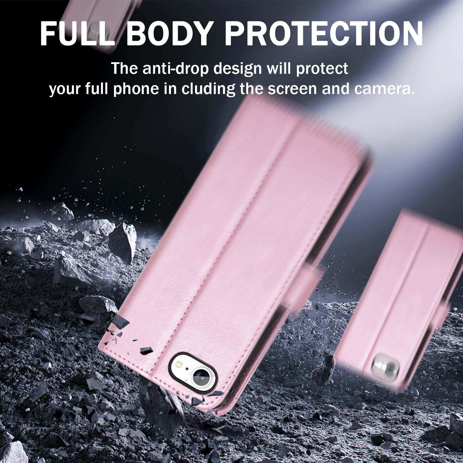 Joysidea Iphone Se 2022 | Se 2020 | 8 | 7 Wallet Case, Pu Leather Magnetic Flip Folio Phone Case With Card Holder, Stand & Shock