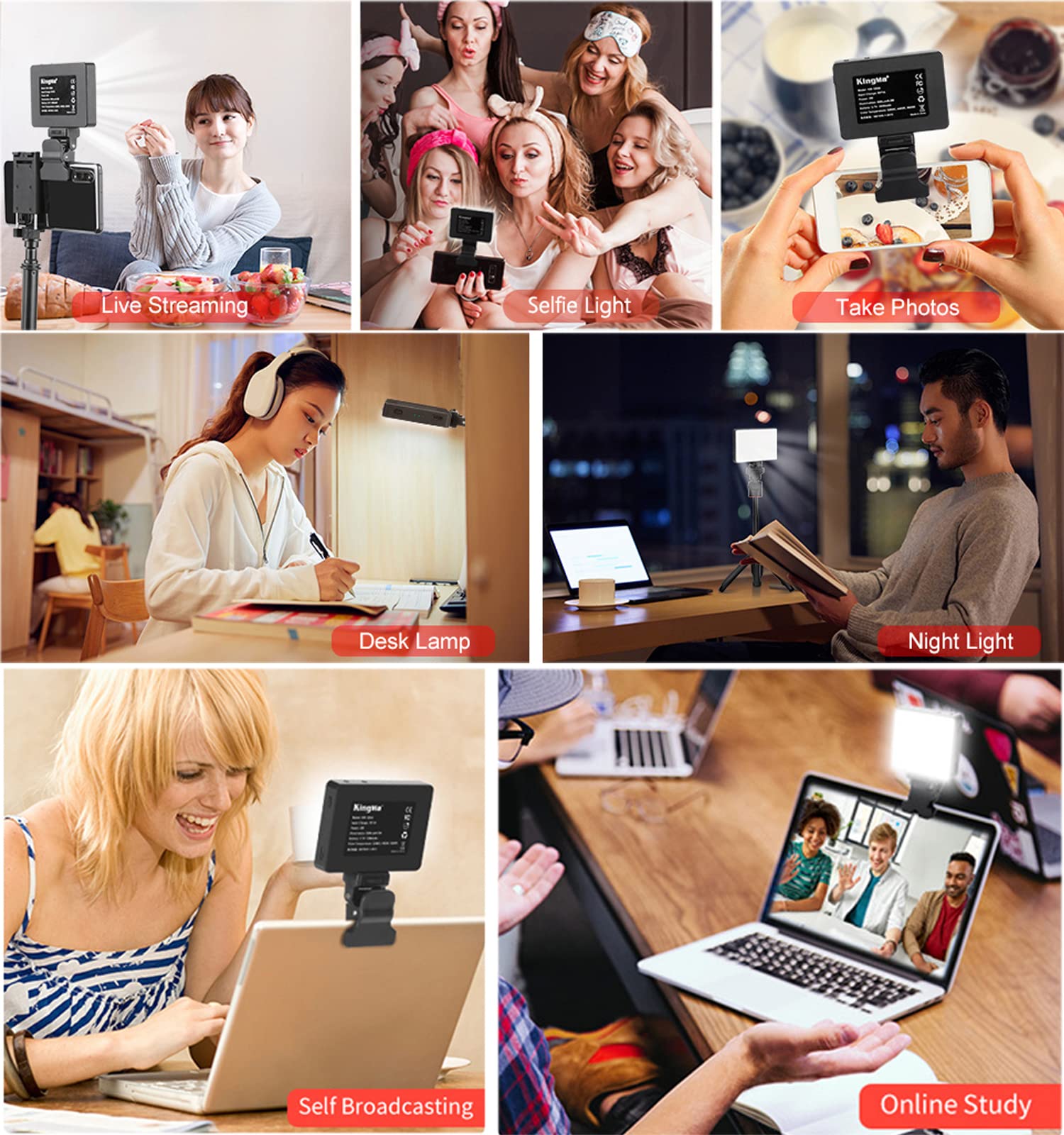 King Ma Portable Selfie Phone Light, 3 Modes Led Clip On Light Rechargeable Video Light For Iphone Pictures, Tiktok Vlog, Comput