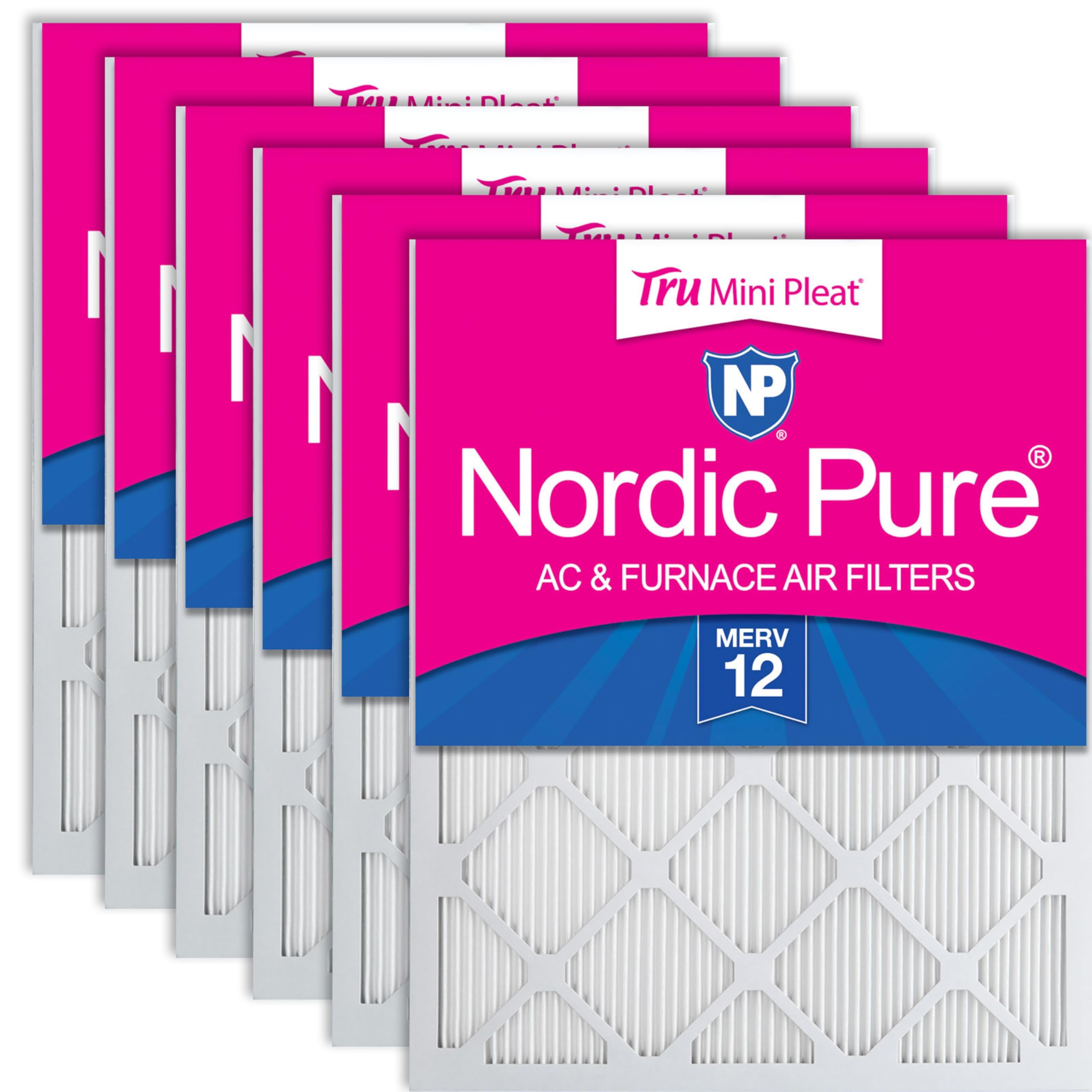 Nordic Pure 14x25x1 (Actual Size: 13 1/2 x 24 1/2 x 3/4) Tru Mini Pleat MERV 12 AC Furnace Air Filters - 2.5X More Media for Lon