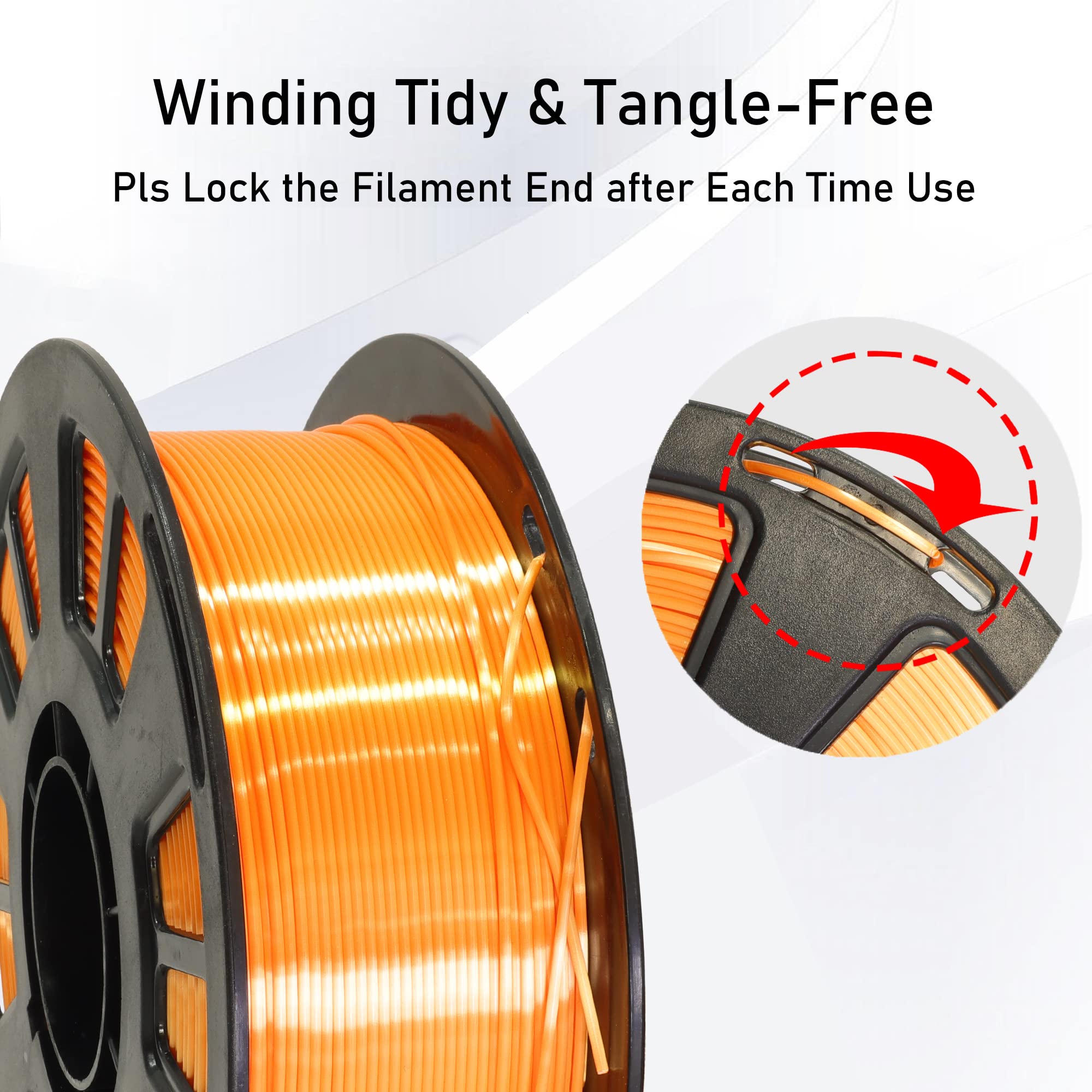 Silk Orange Shiny Pla 3D Printing Filament, 1Kg 2.2Lbs 1.75Mm 3D Print Material With High Diameter Accuracy, Neatly Wound Silk P